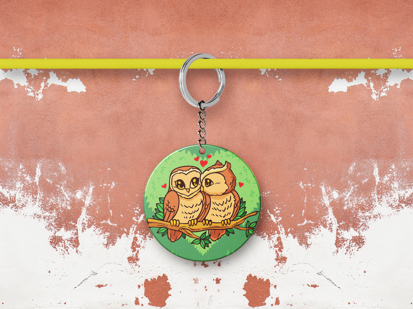 Valentines Day Owl Couple Mug and Keychain Combo 330 ml Coffee Mug