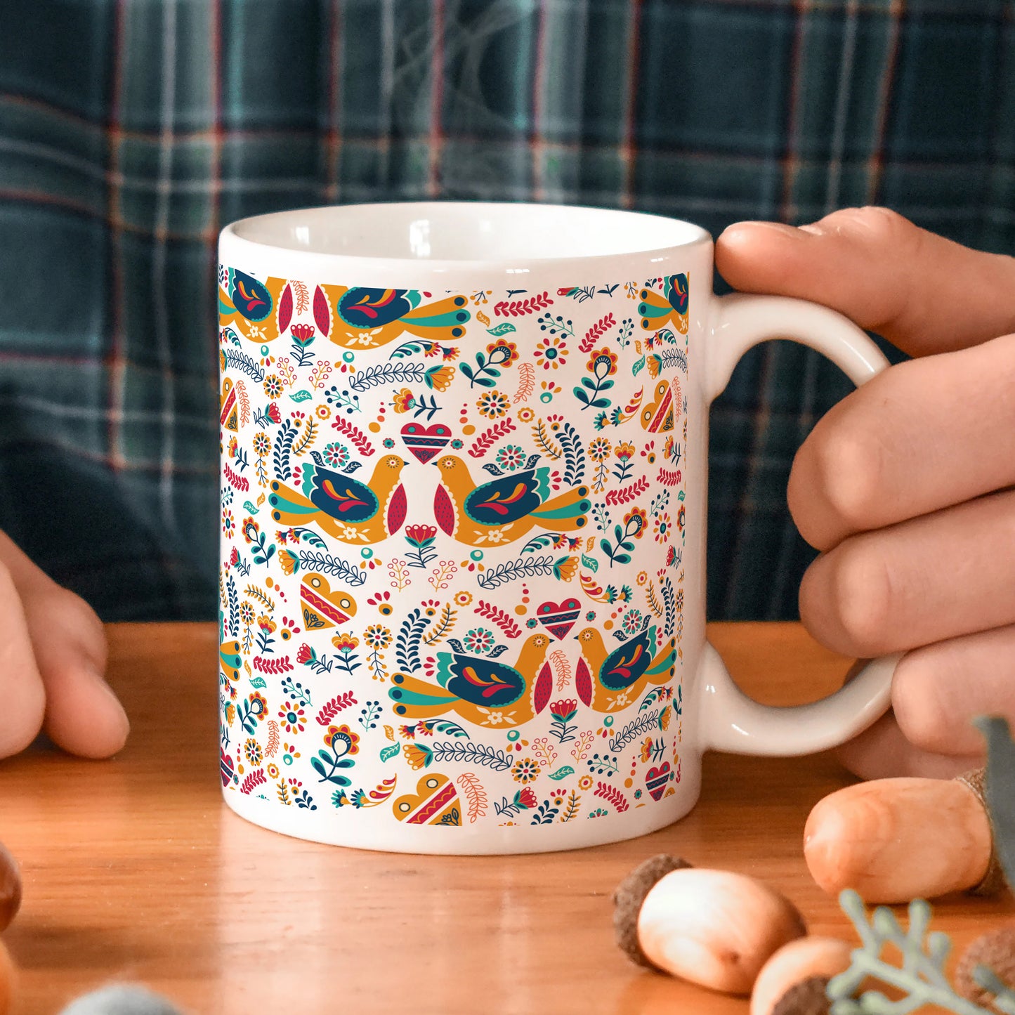 Flat design nordic pattern design White 330 ml Coffee Mug