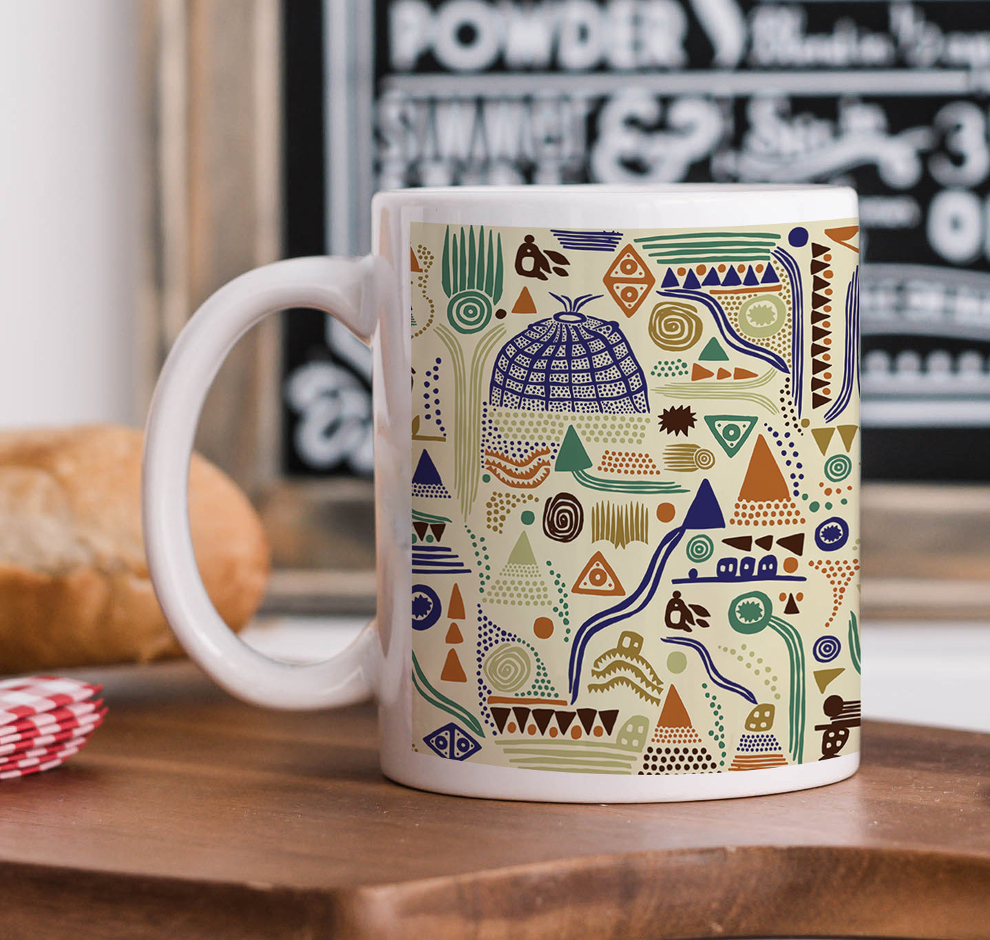 Abstract Shapes Seamless pattern Combo Mugs and Coaster(Set of 2 Mugs and 2 coasters) 330 ml Coffee Mug