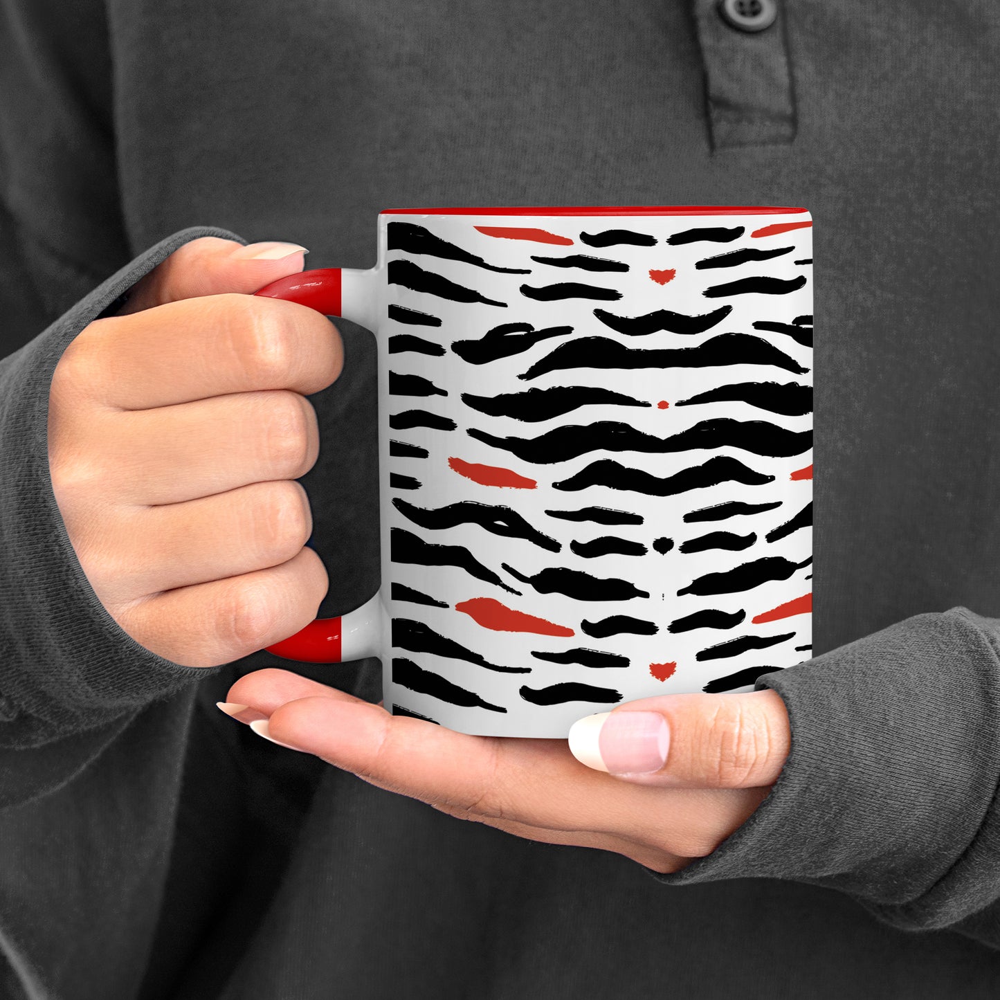 Tiger skin pattern design Red Handle 330 ml Coffee Mug