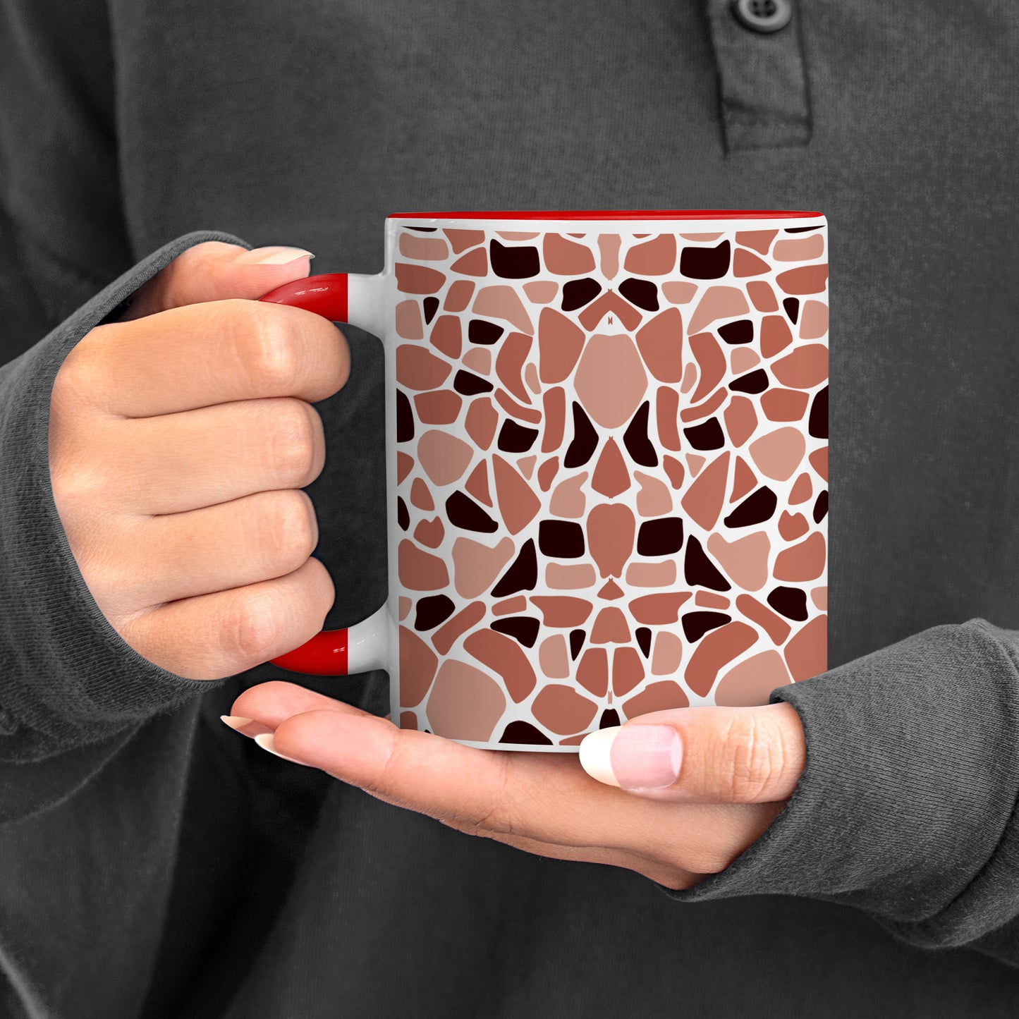 Stone seamless pattern Red Handle 330 ml Coffee Mug
