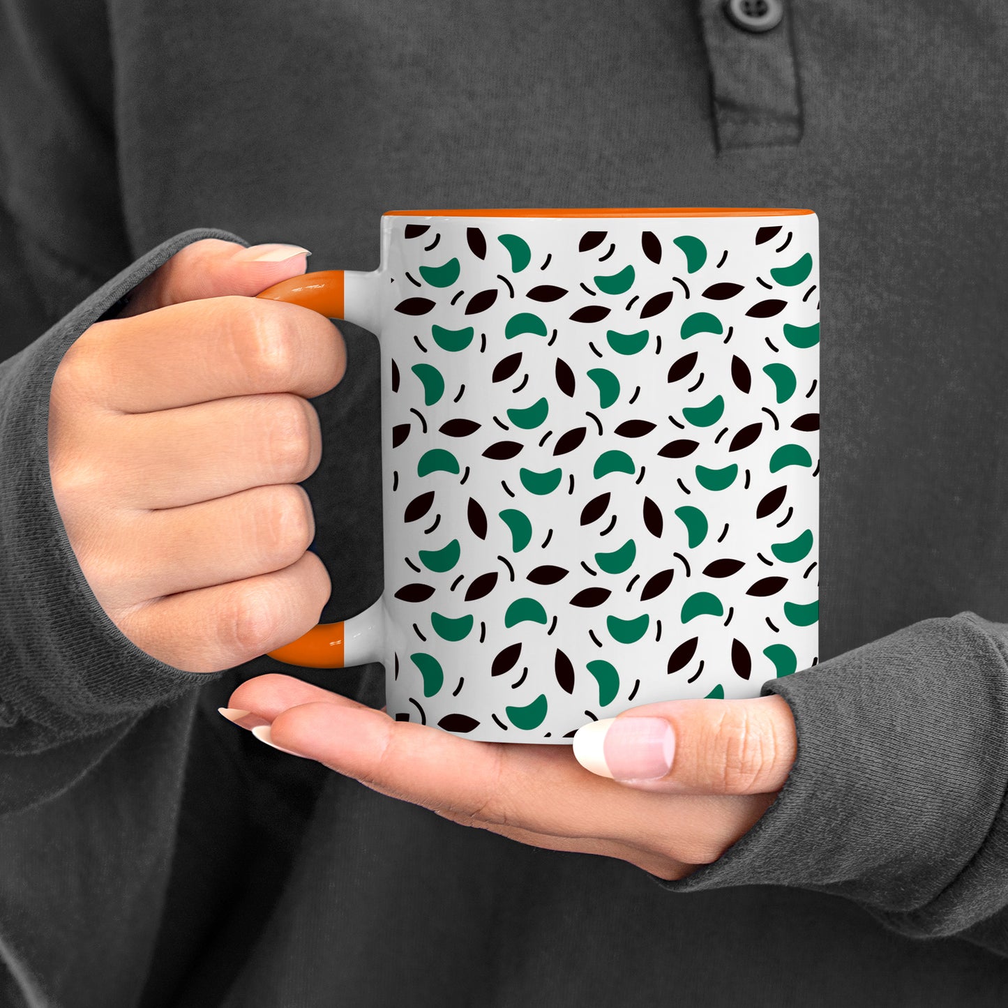 Vector leaves pattern design Orange Handle 330 ml Coffee Mug