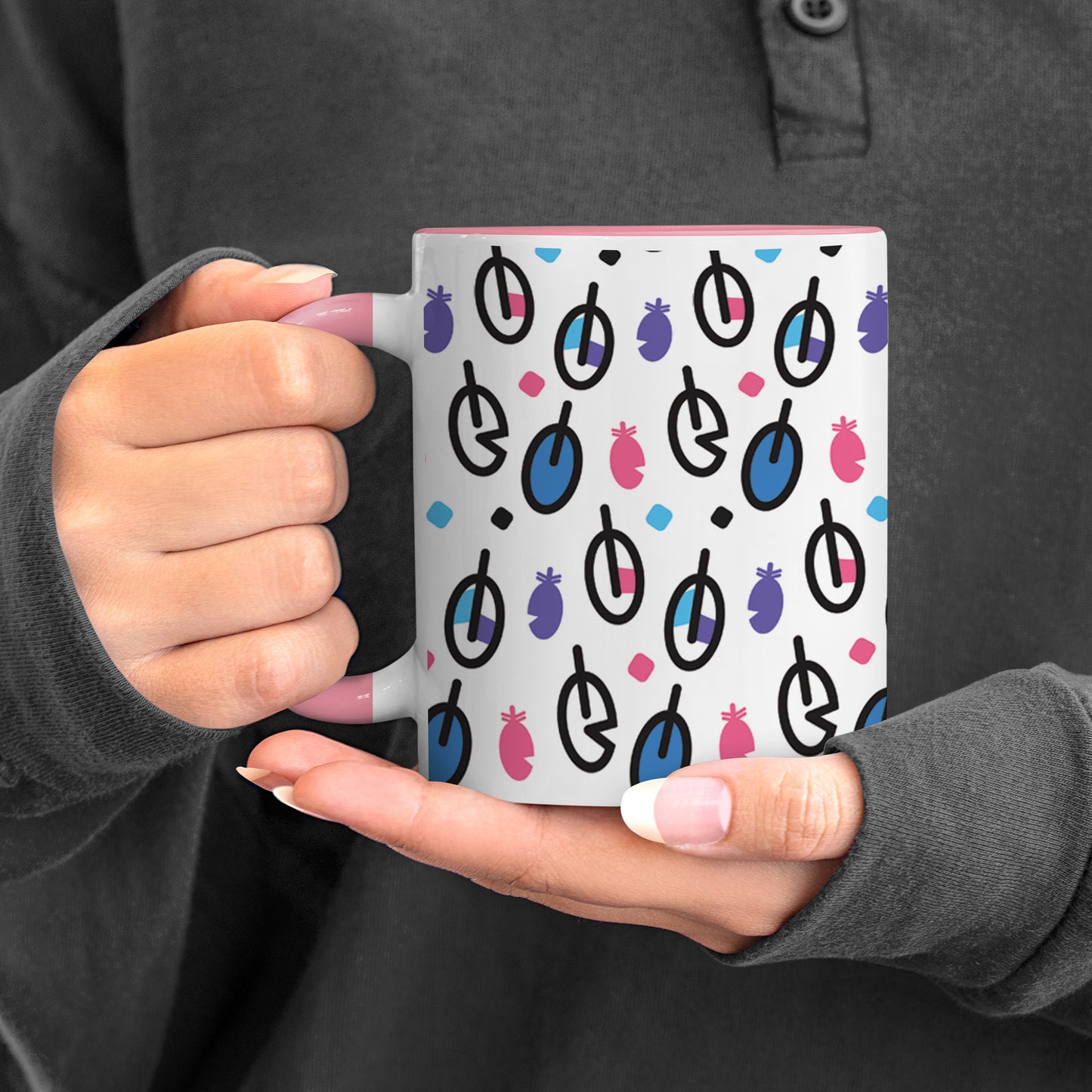 Vector leaves pattern design Pattern Lite Pink Handle 330 ml Coffee Mug