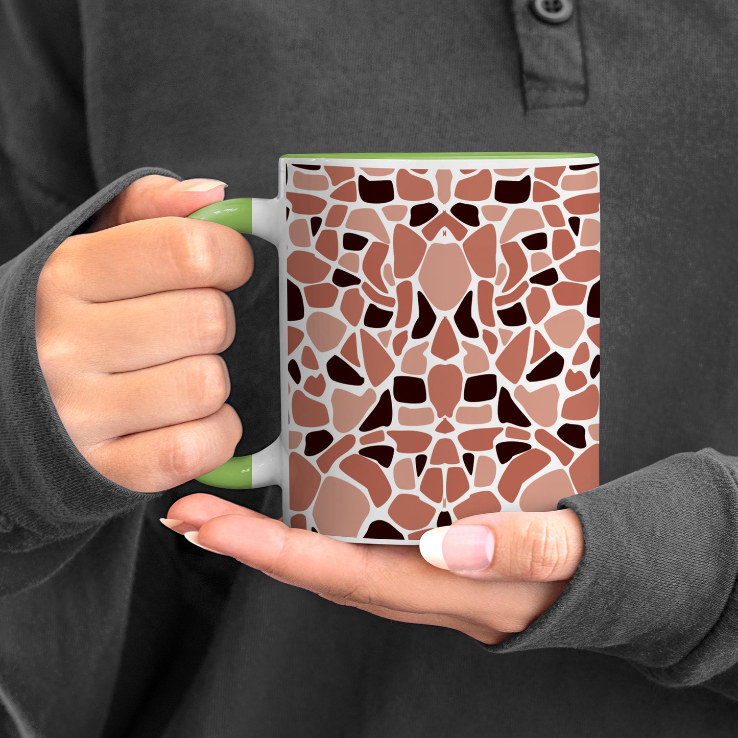 Stone seamless pattern Pattern Lite Green Handle 330 ml Coffee Mug