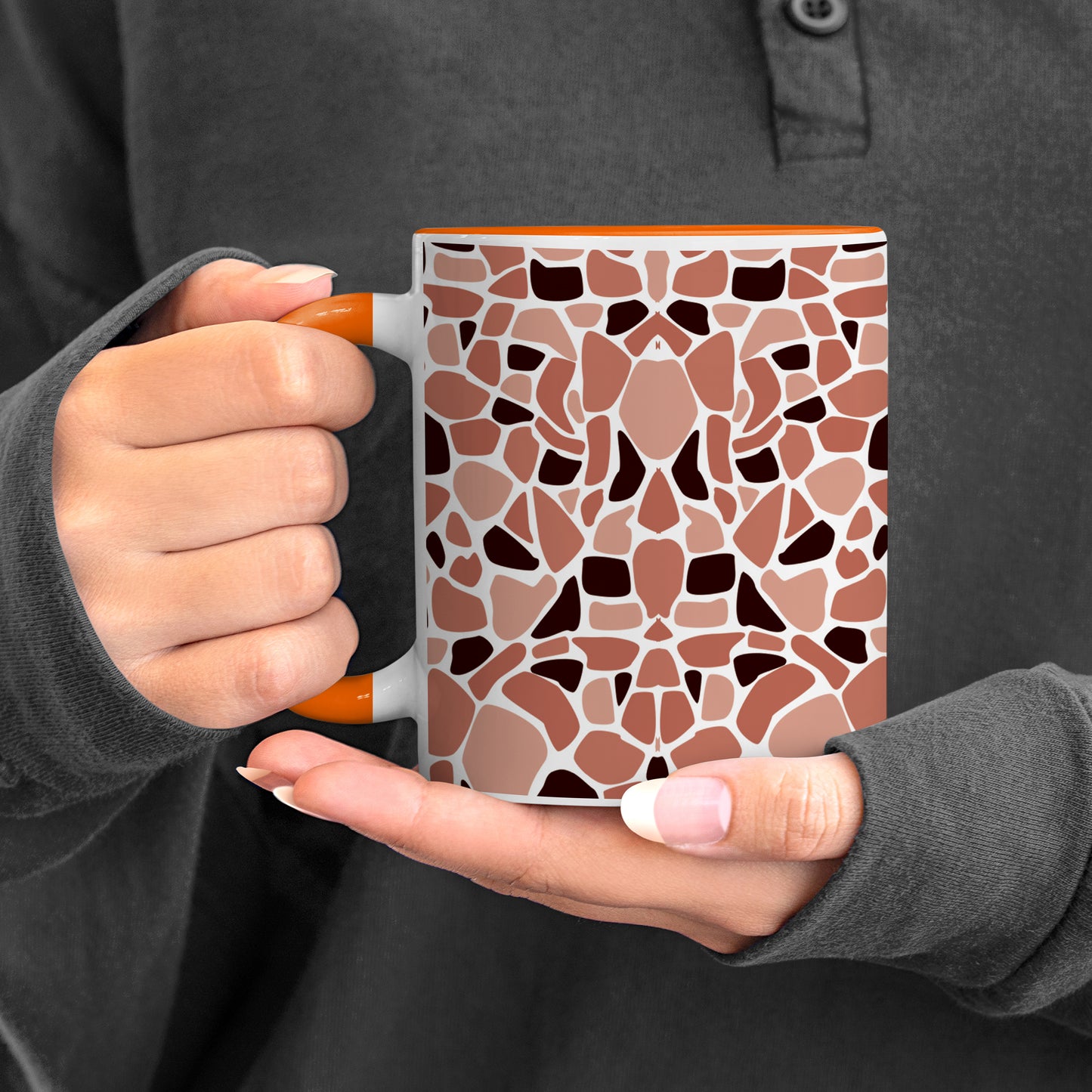 Stone seamless pattern Orange Handle 330 ml Coffee Mug