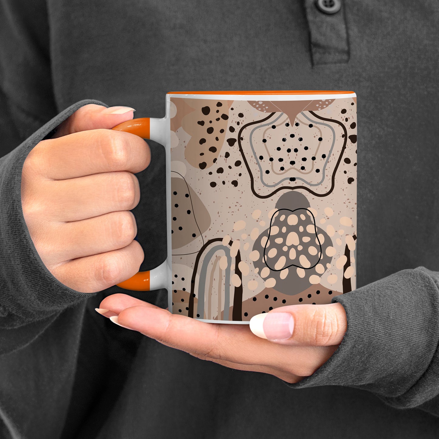 Abstract drawing pattern design Orange Handle 330 ml Coffee Mug