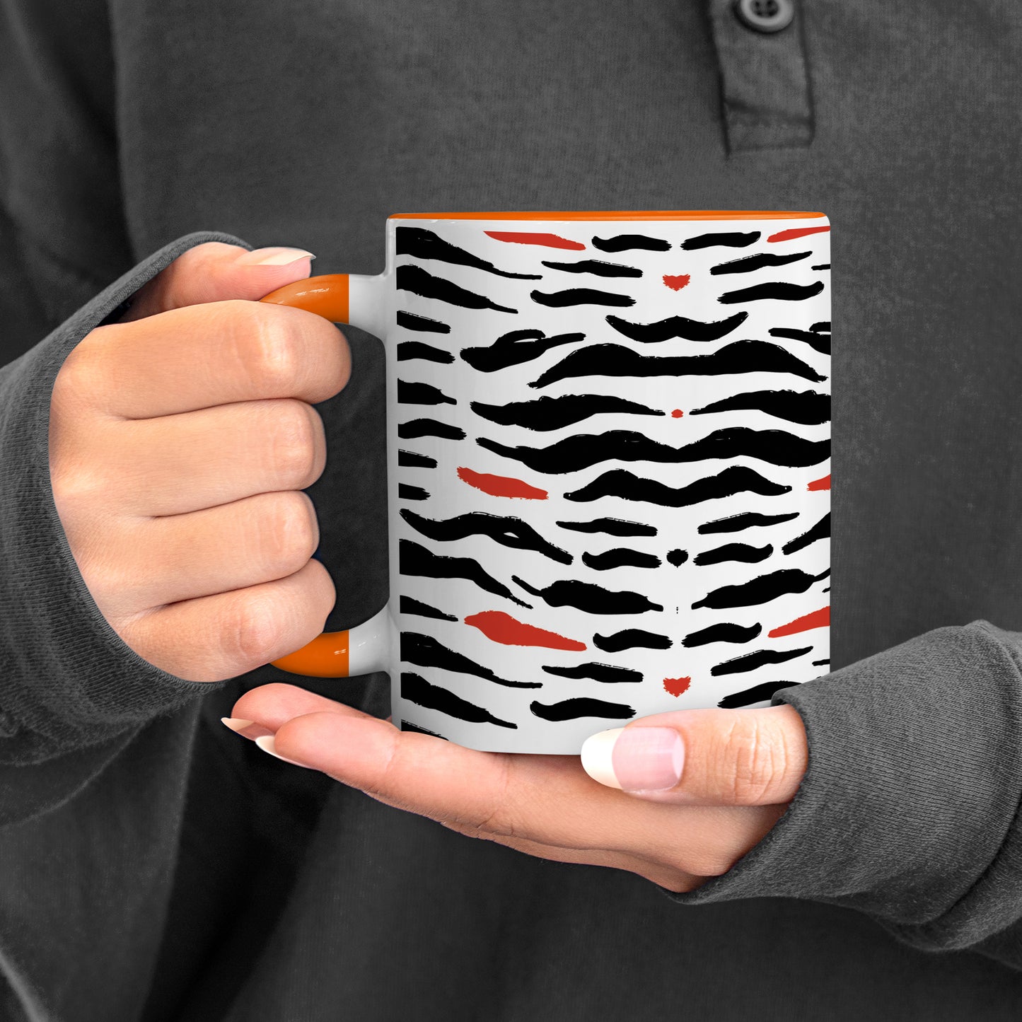 Tiger skin pattern design Orange Handle 330 ml Coffee Mug