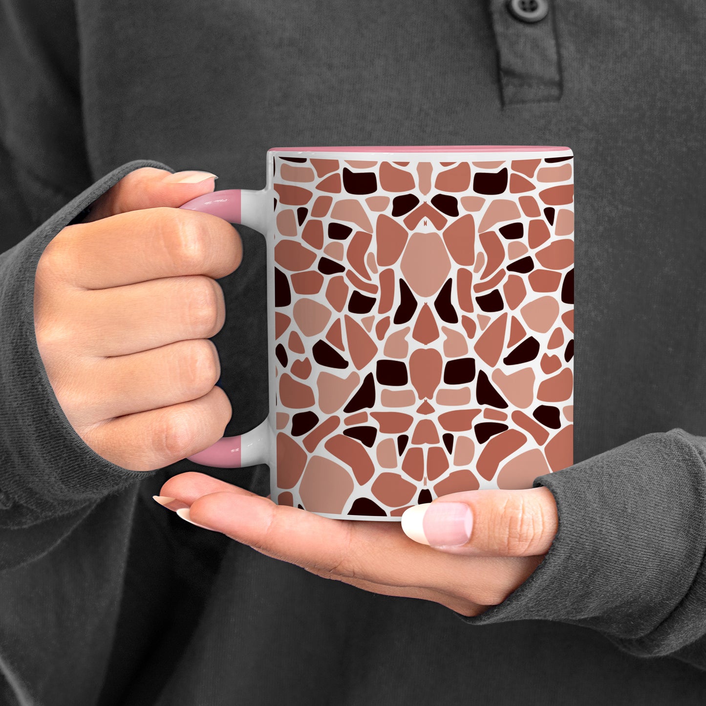 Stone seamless Pattern Lite Pink Handle 330 ml Coffee Mug