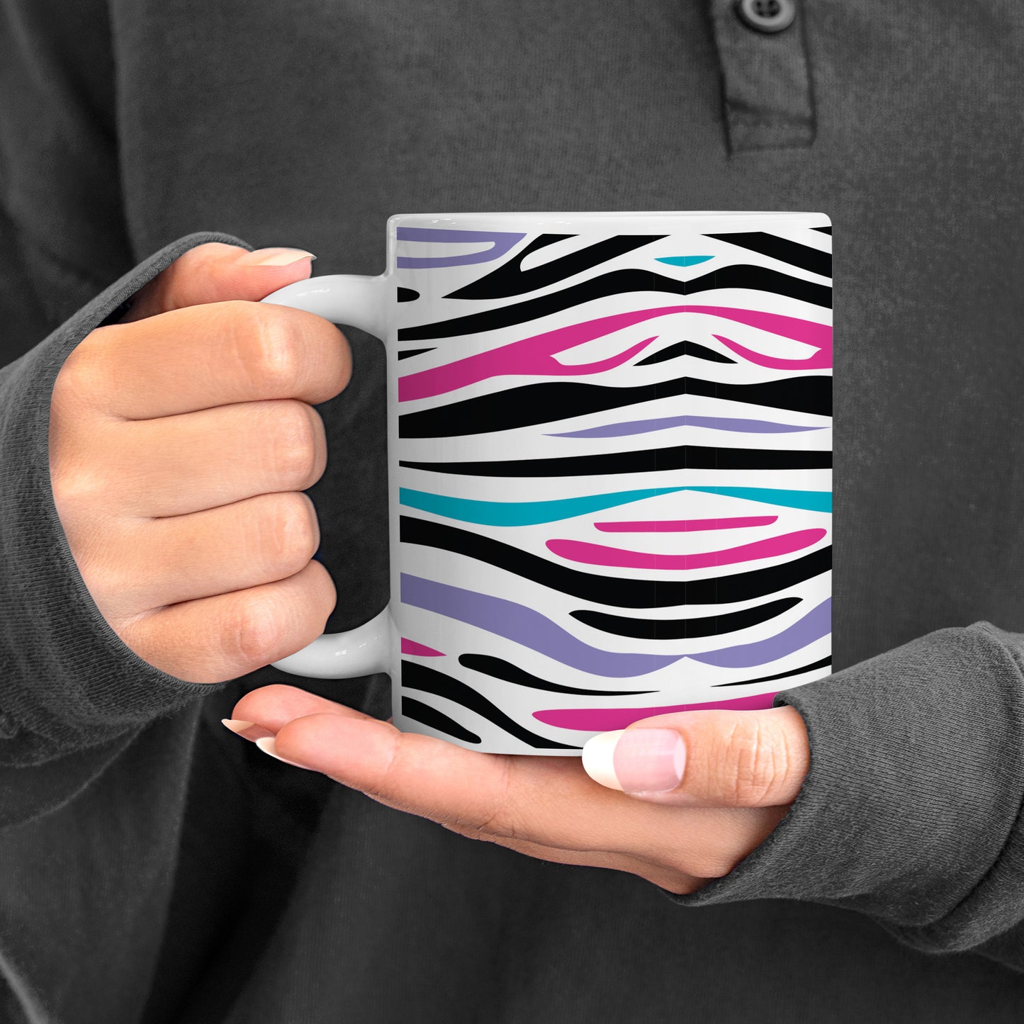 Colorful Tiger Skin with Waving effect White 330 ml Coffee Mug