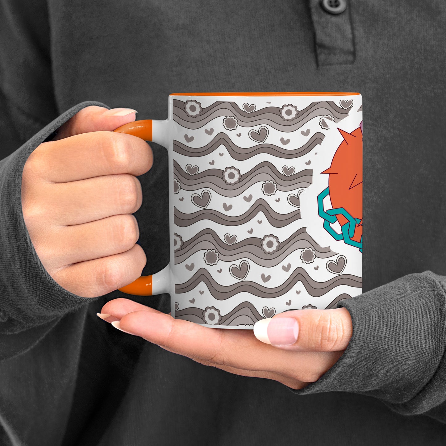 Love chain Orange Handle 330 ml Coffee Mug