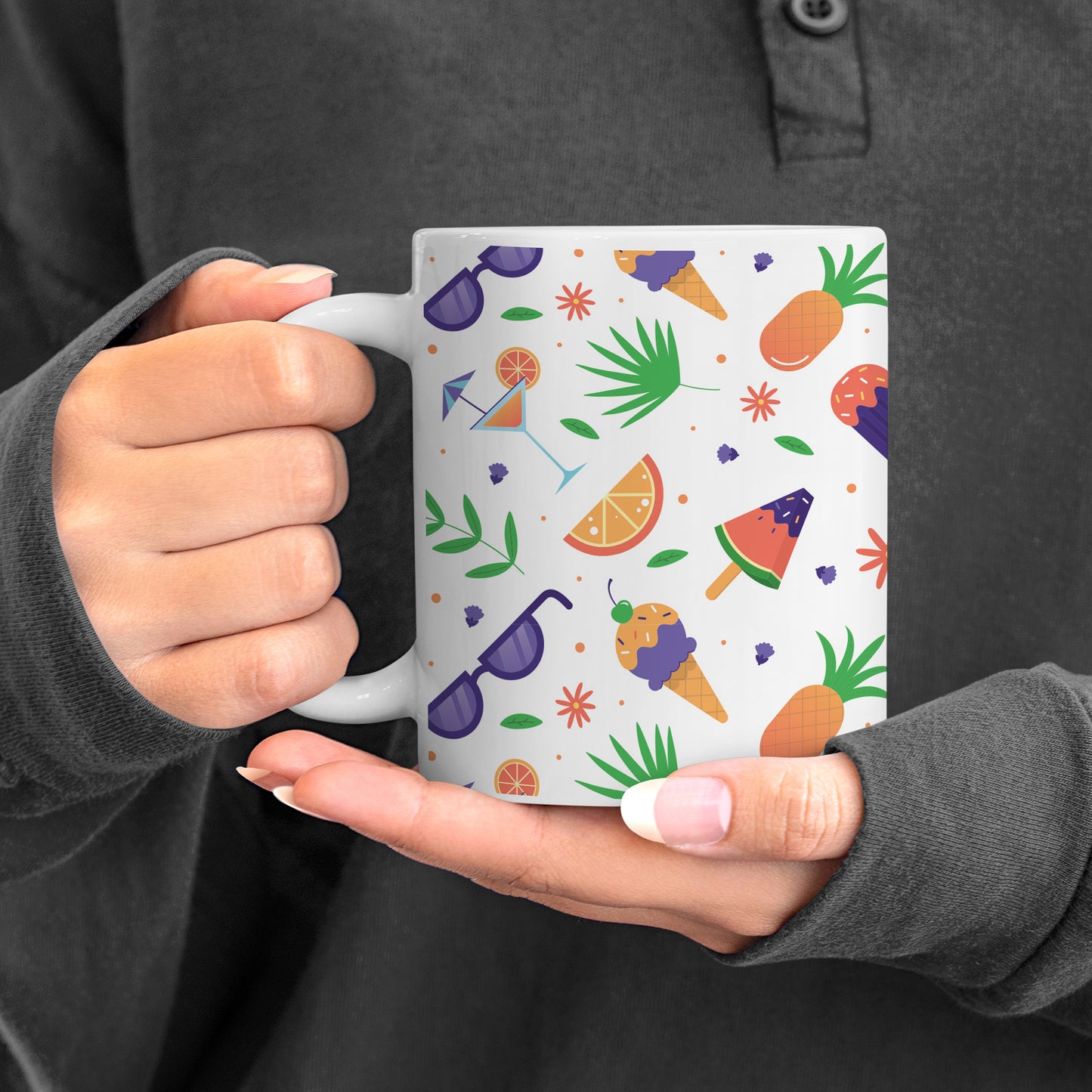 vector Summer pattern design pattern White 330 ml Coffee Mug