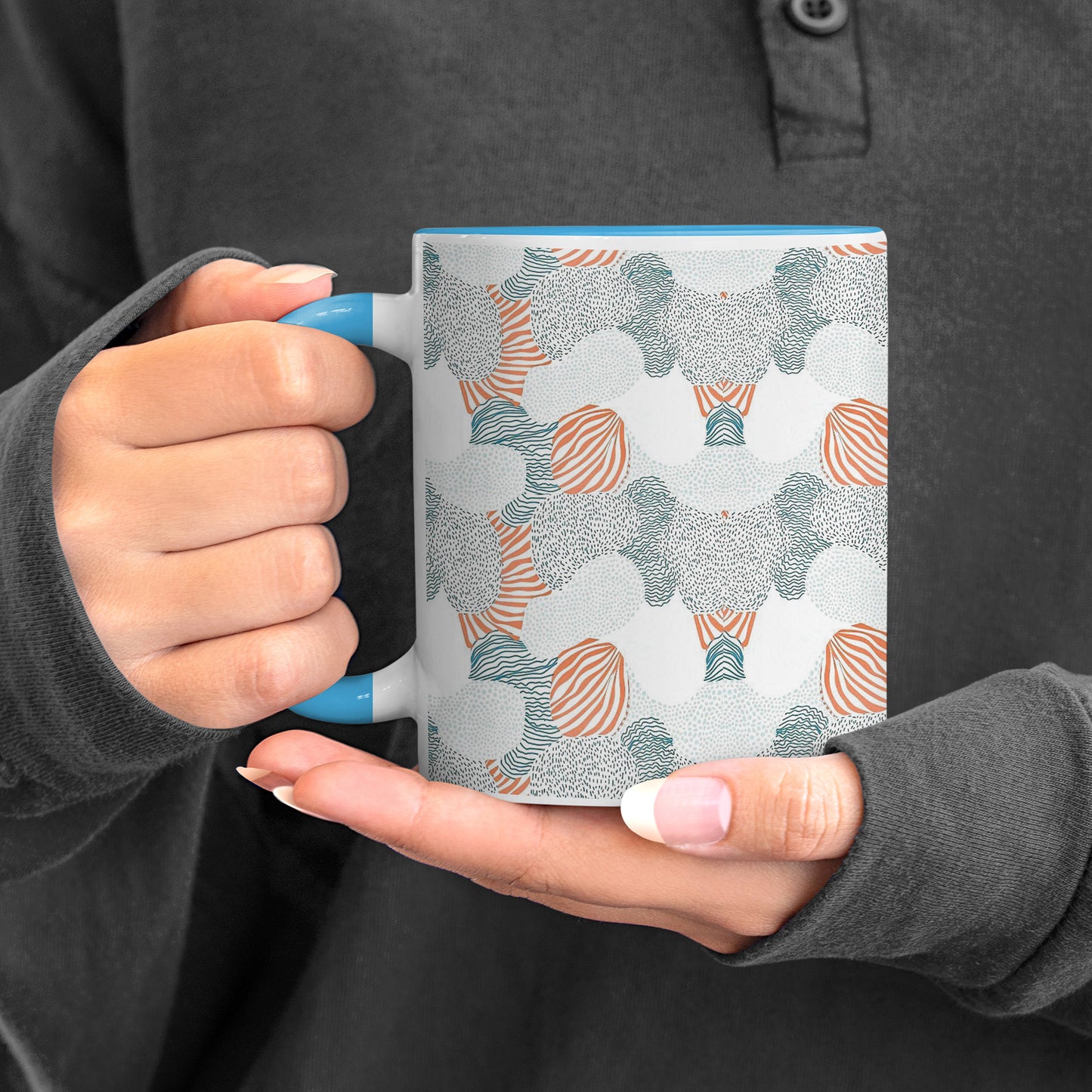 Colorfull hand drawing pattern design Sky Blue Handle 330 ml Coffee Mug