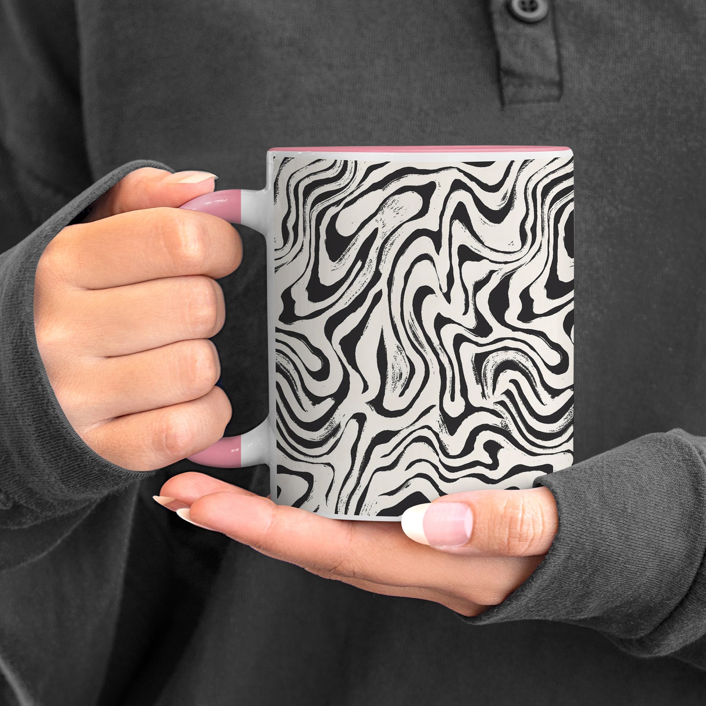 Curated pattern design Pattern Lite Pink Handle 330 ml Coffee Mug