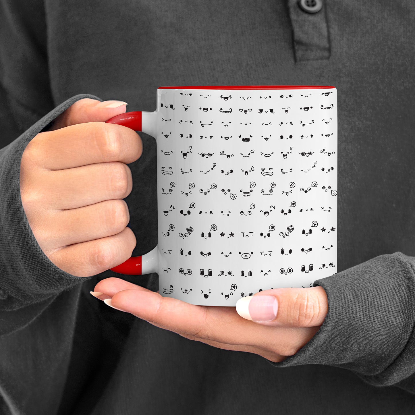 kawaii Charm Red Handle 330 ml Coffee Mug