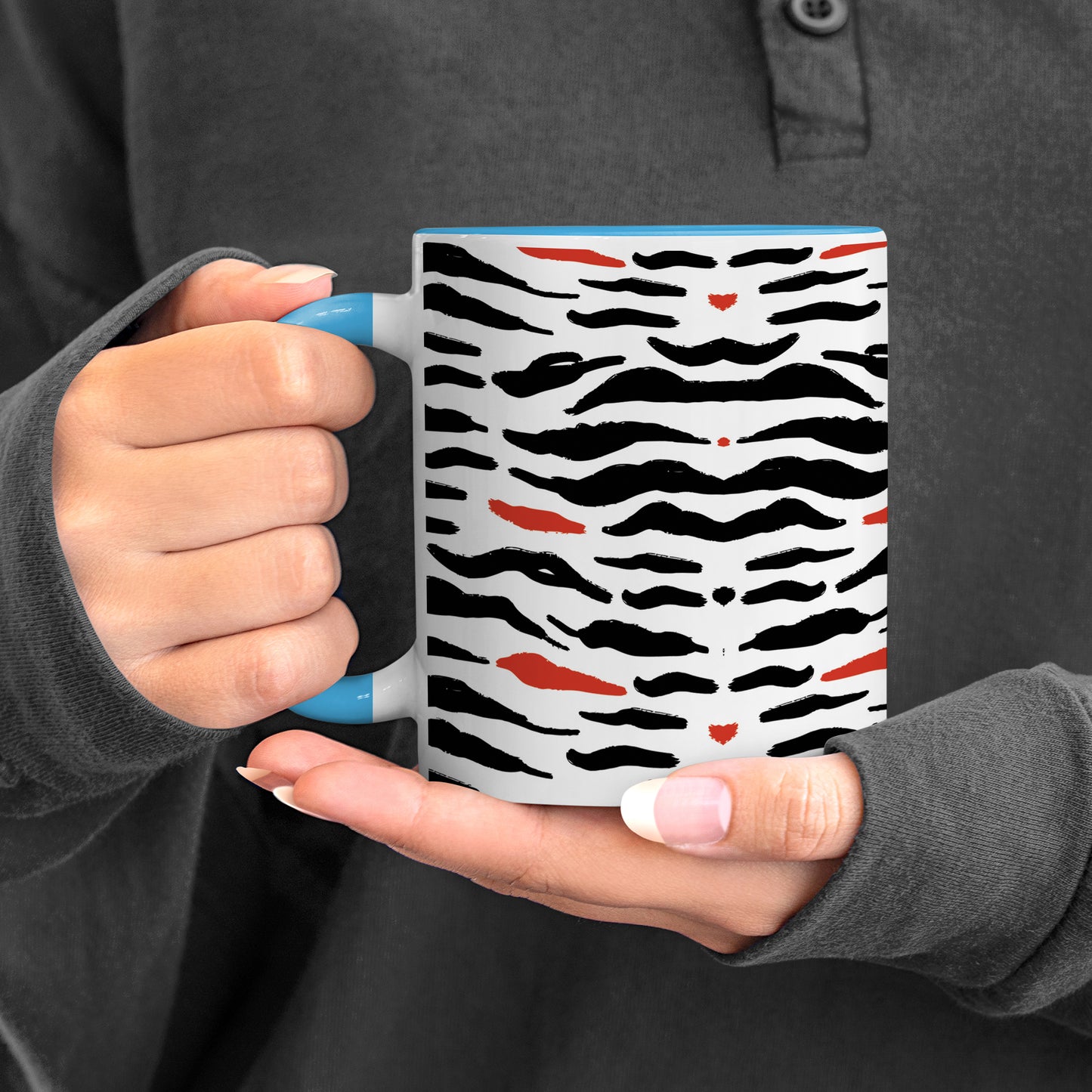 Tiger skin pattern design Pattern Sky Blue Handle 330 ml Coffee Mug