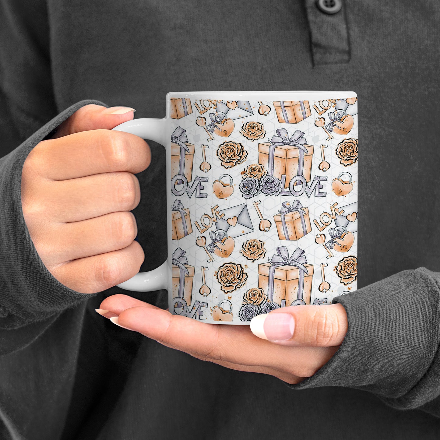 Gift box pattern design pattern White 330 ml Coffee Mug