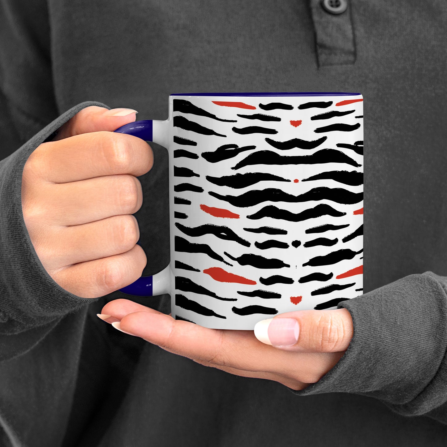 Tiger skin pattern design Pattern Dark Blue Handle 330 ml Coffee Mug