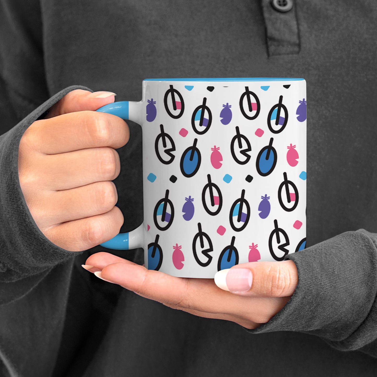 Vector leaves pattern design Pattern Sky Blue Handle 330 ml Coffee Mug