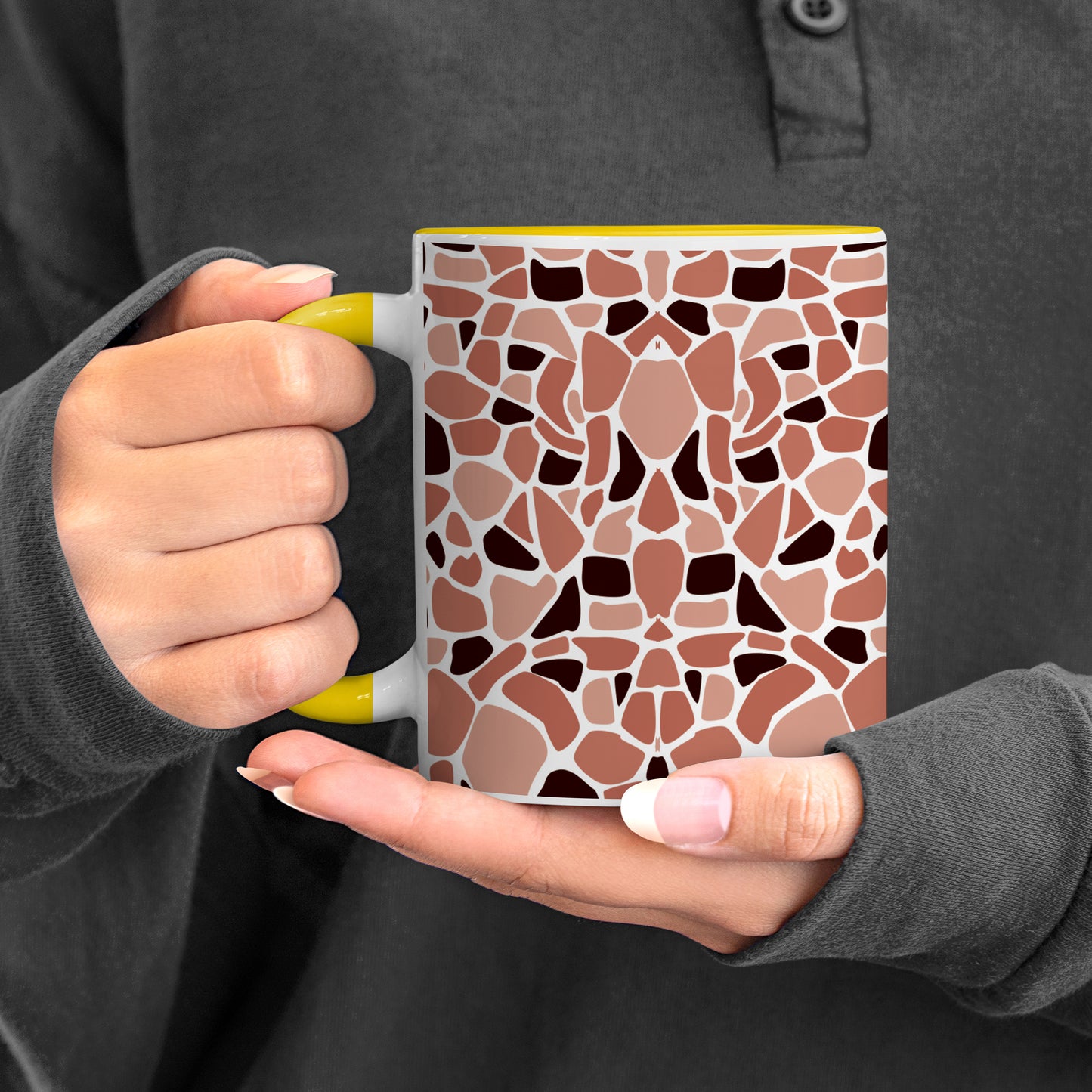 Stone seamless Pattern Yellow Handle 330 ml Coffee Mug