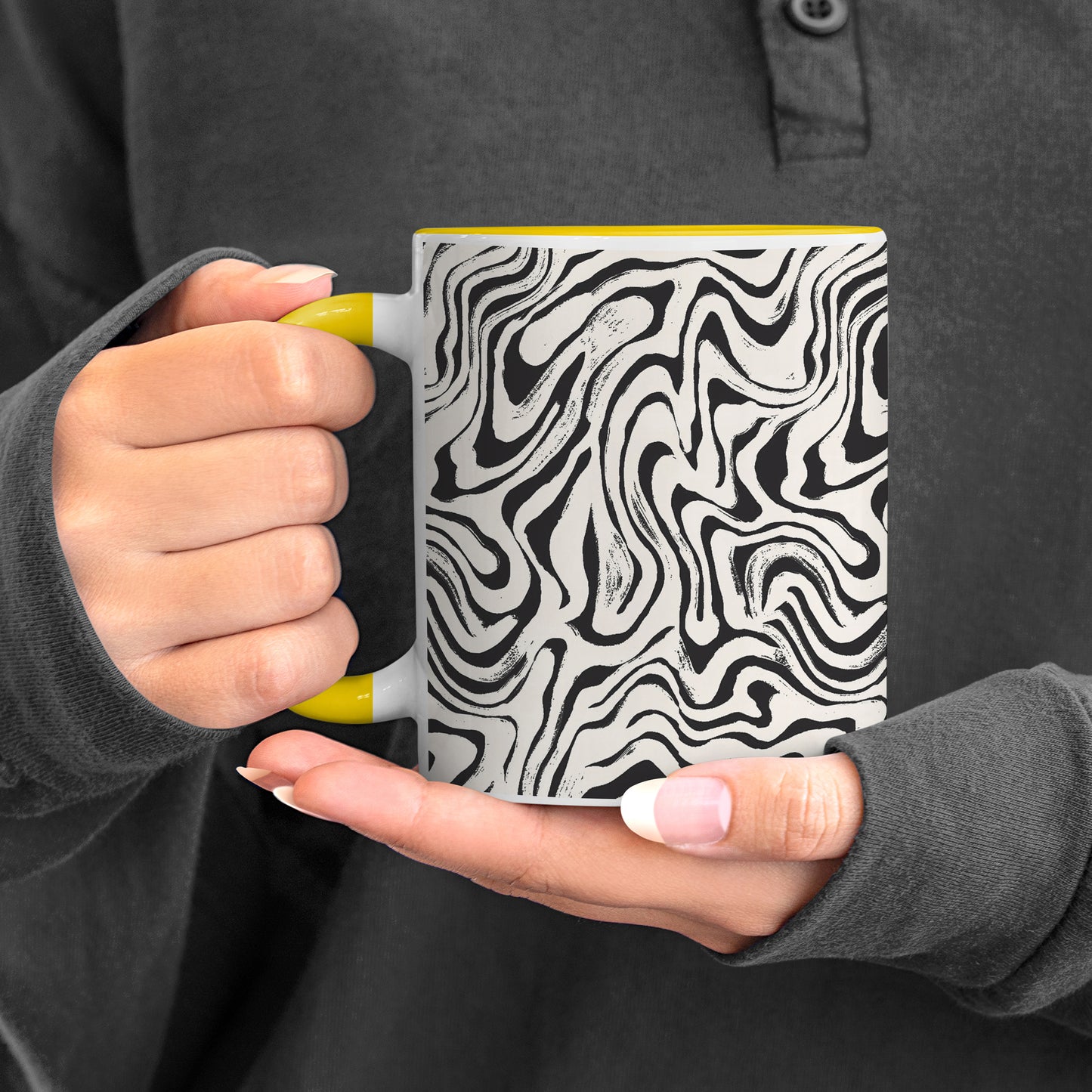 Curated pattern design Pattern Yellow Handle 330 ml Coffee Mug