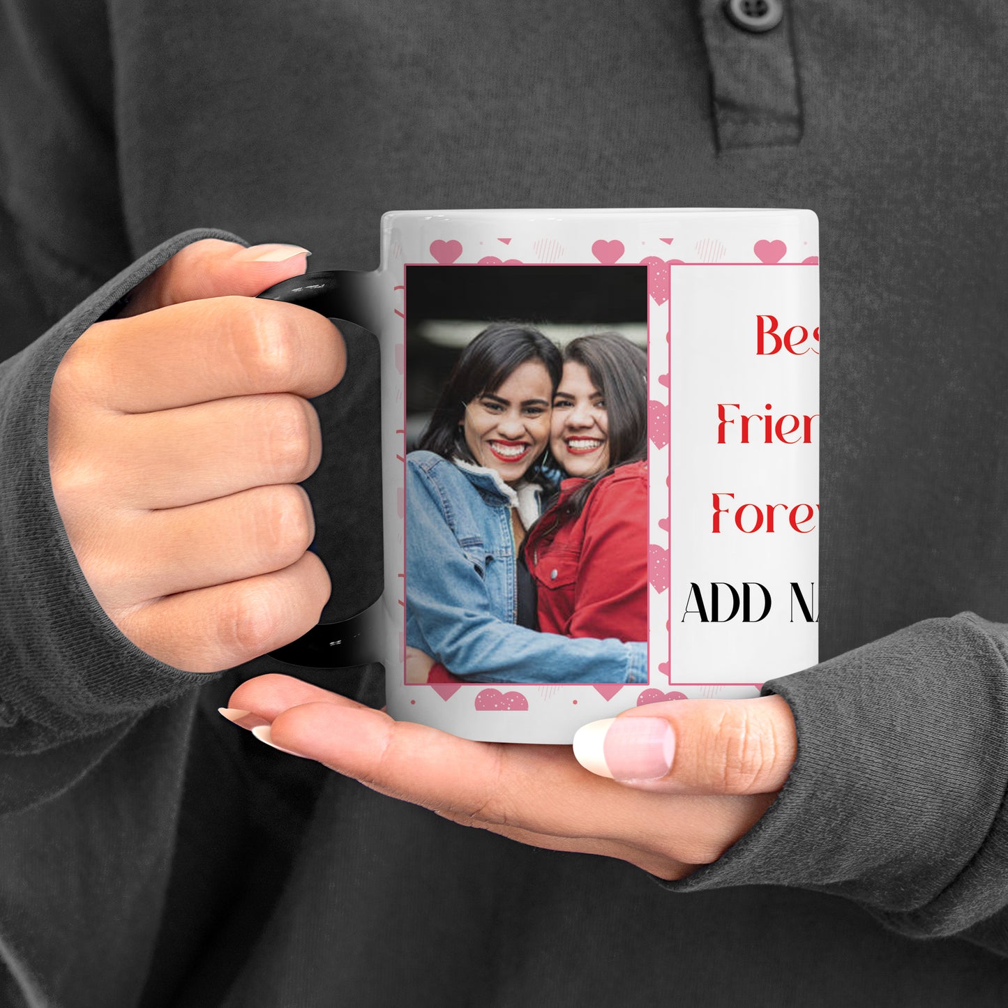 Best Friend forever personlized two photos magic mug 330 ml Coffee Mug