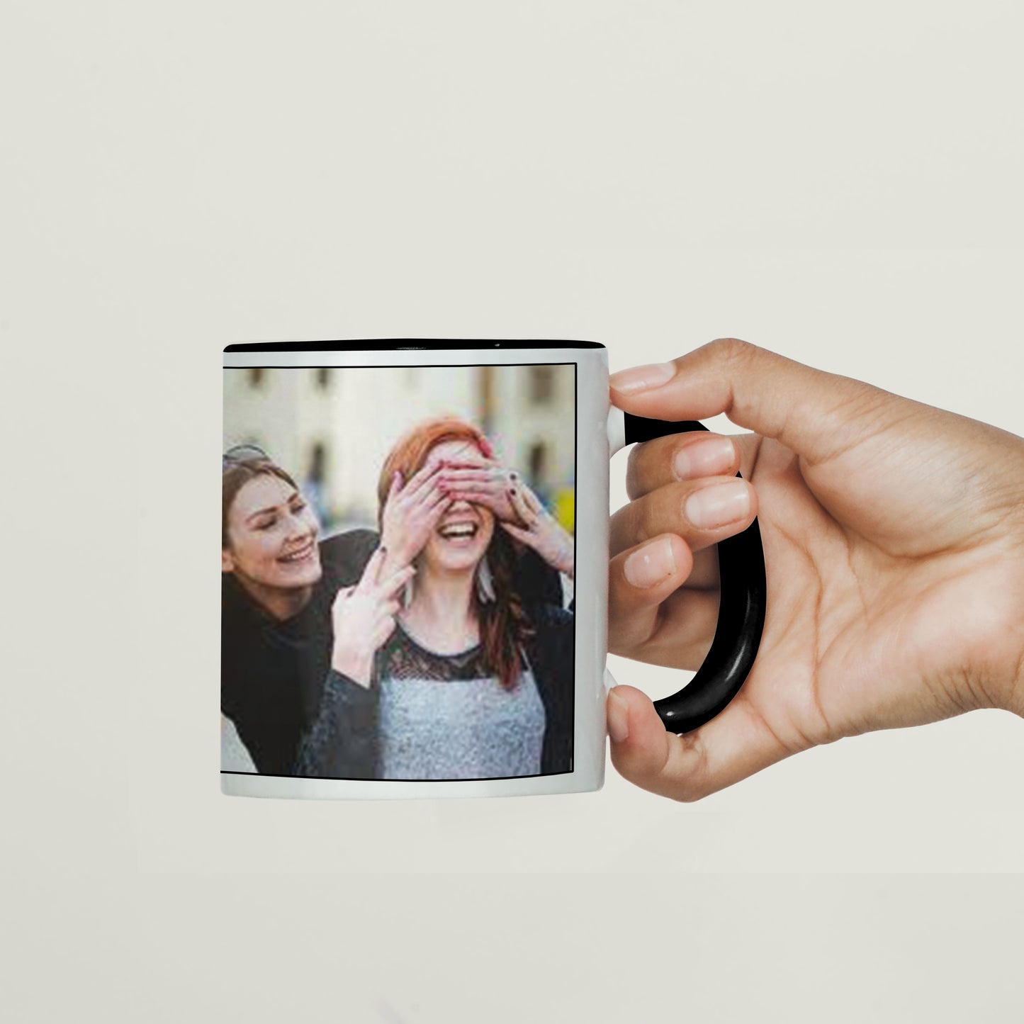 Best Friend forever Personalized Add Two photos black handle 330 ml Coffee Mug