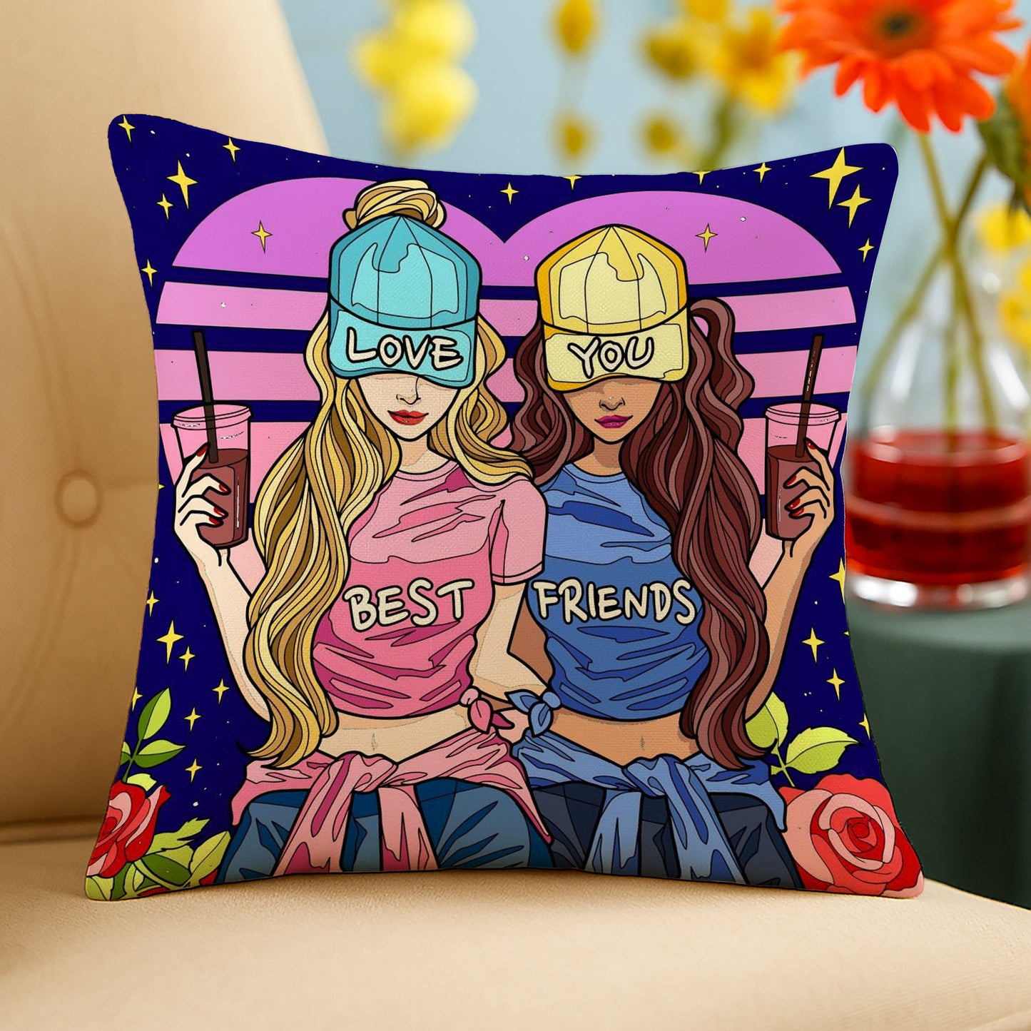 Best Friend Design Cushion (12x12 inches) Pack of 1