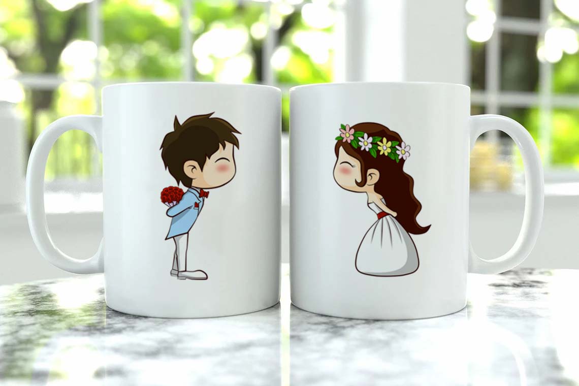 Special Cute Couple Proposing Printed Glossy Finished,1 Piece,330ml Ceramic Coffee Mug (330 ml)
