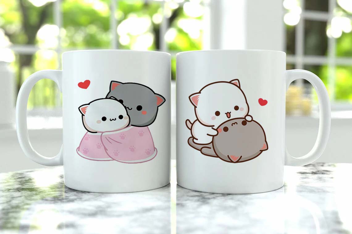 Cute Couple Printed Glossy Finished,1 Piece,330ml Ceramic Coffee Mug (330 ml)
