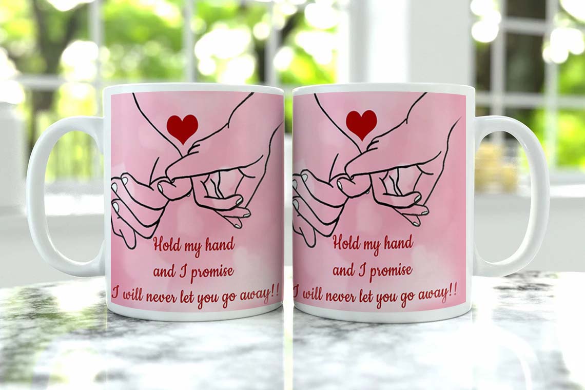 Hold My hand Printed Glossy Finished,1 Piece,330ml Ceramic Coffee Mug (330 ml)