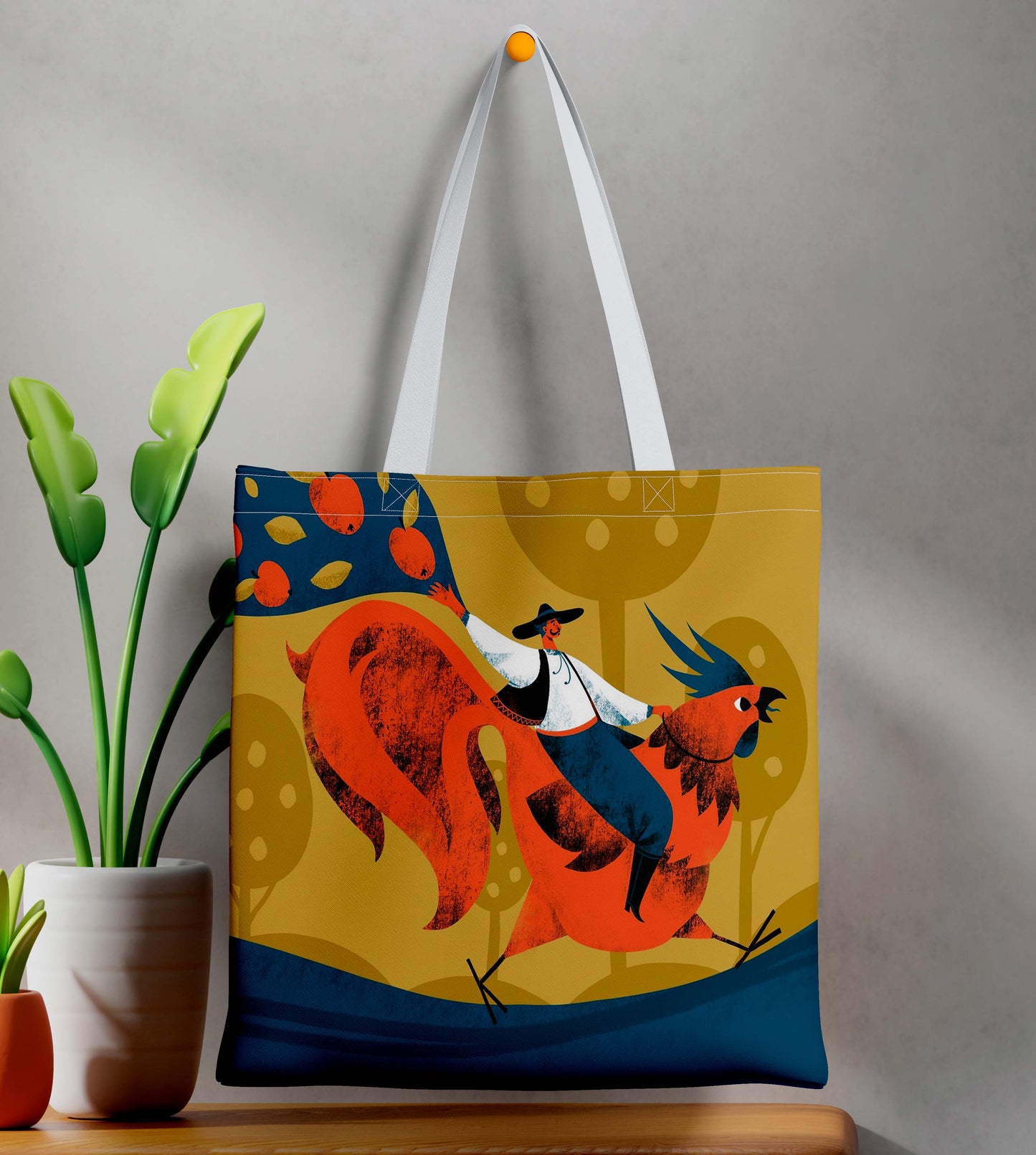 Abstract Design Printed White Tote Bag (14 X 16 Inches) For Shopping, College, Travel