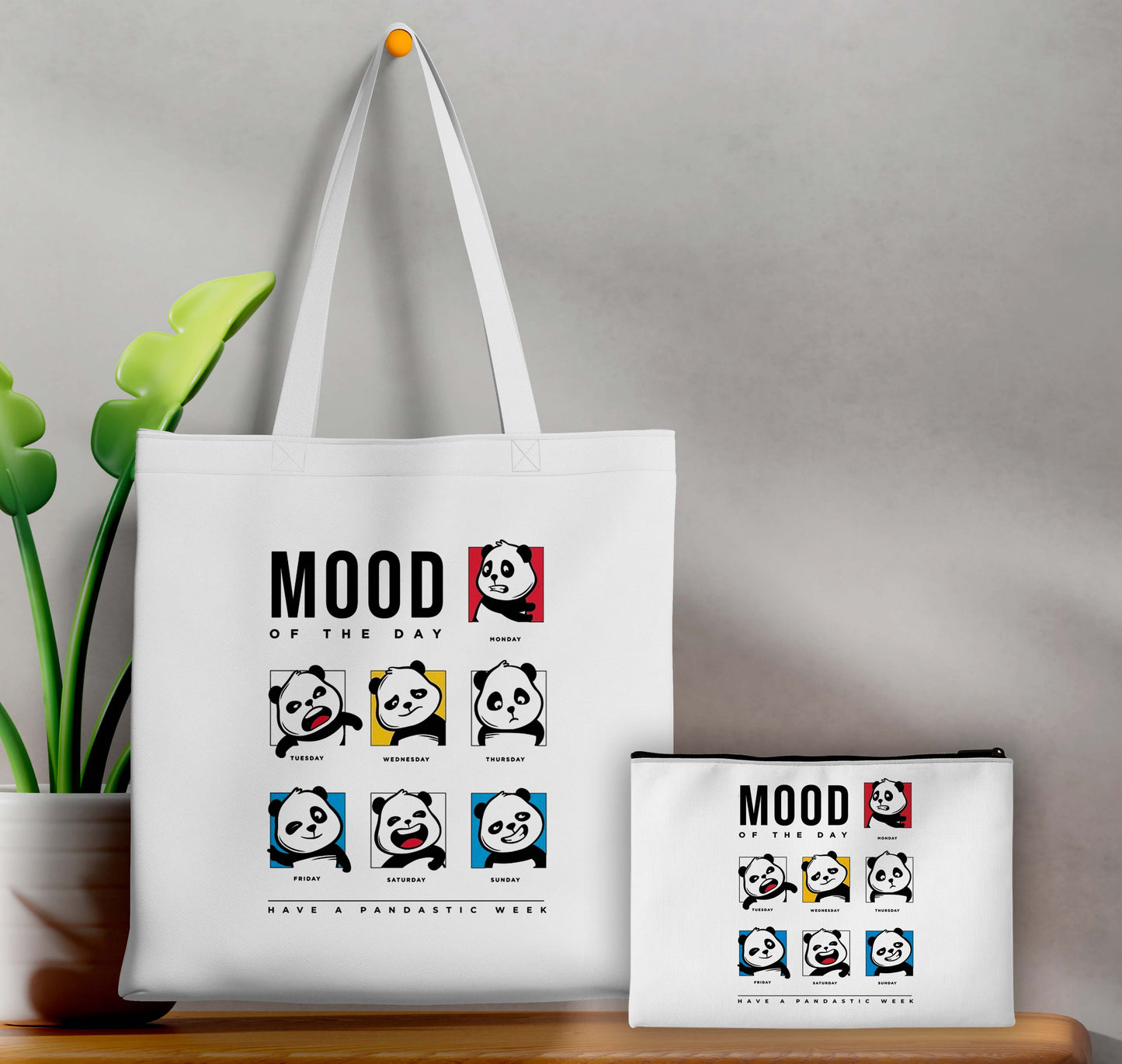 Mood Printed Design Tote Bag with Pouch Bag (14 X 16 Inches) For Shopping, College, Travel