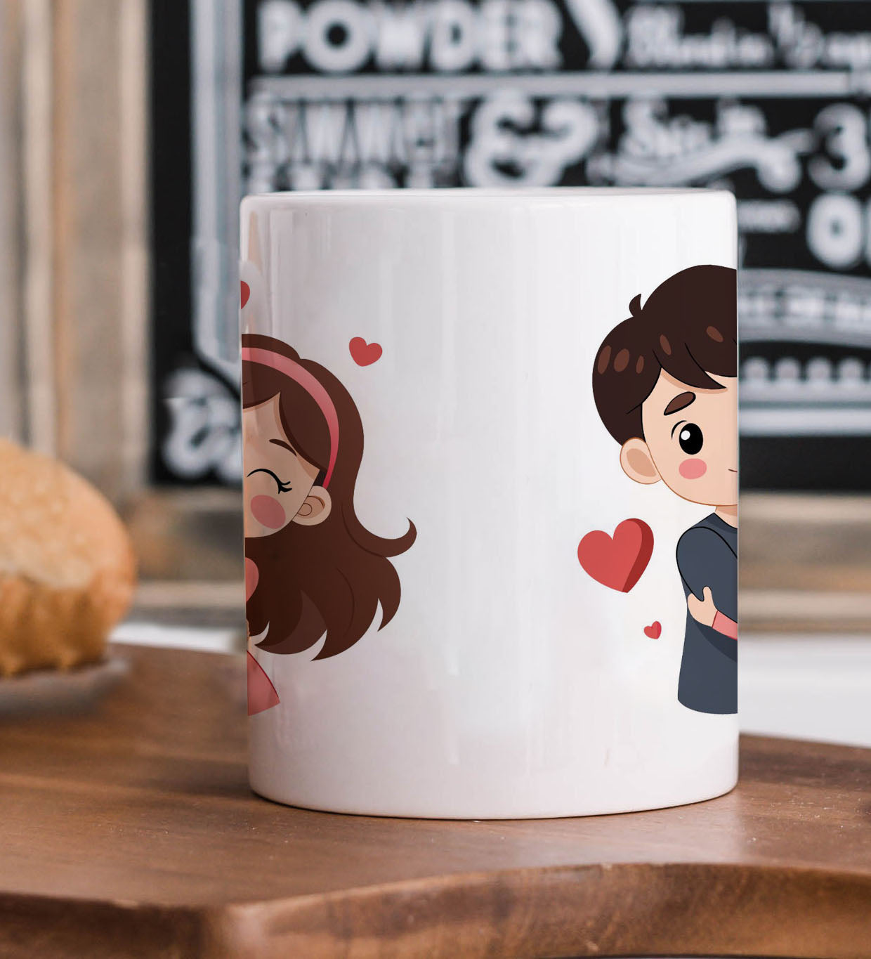 Sweet Couple Printed Glossy Finished,1 Piece,330ml Ceramic Coffee Mug (330 ml)