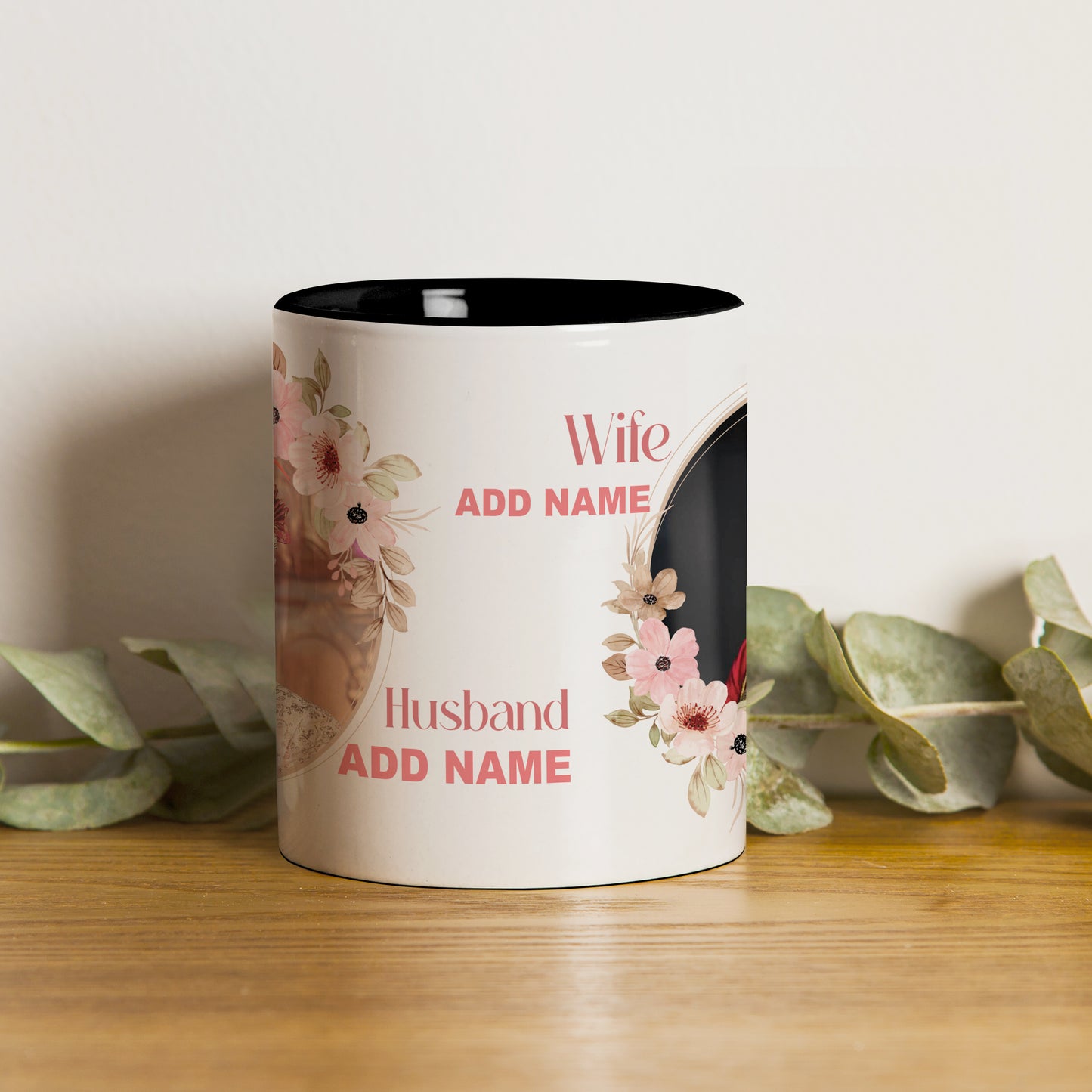 Best Couple Customized Add Two Photos Black Handle 330 ml Coffee Mug