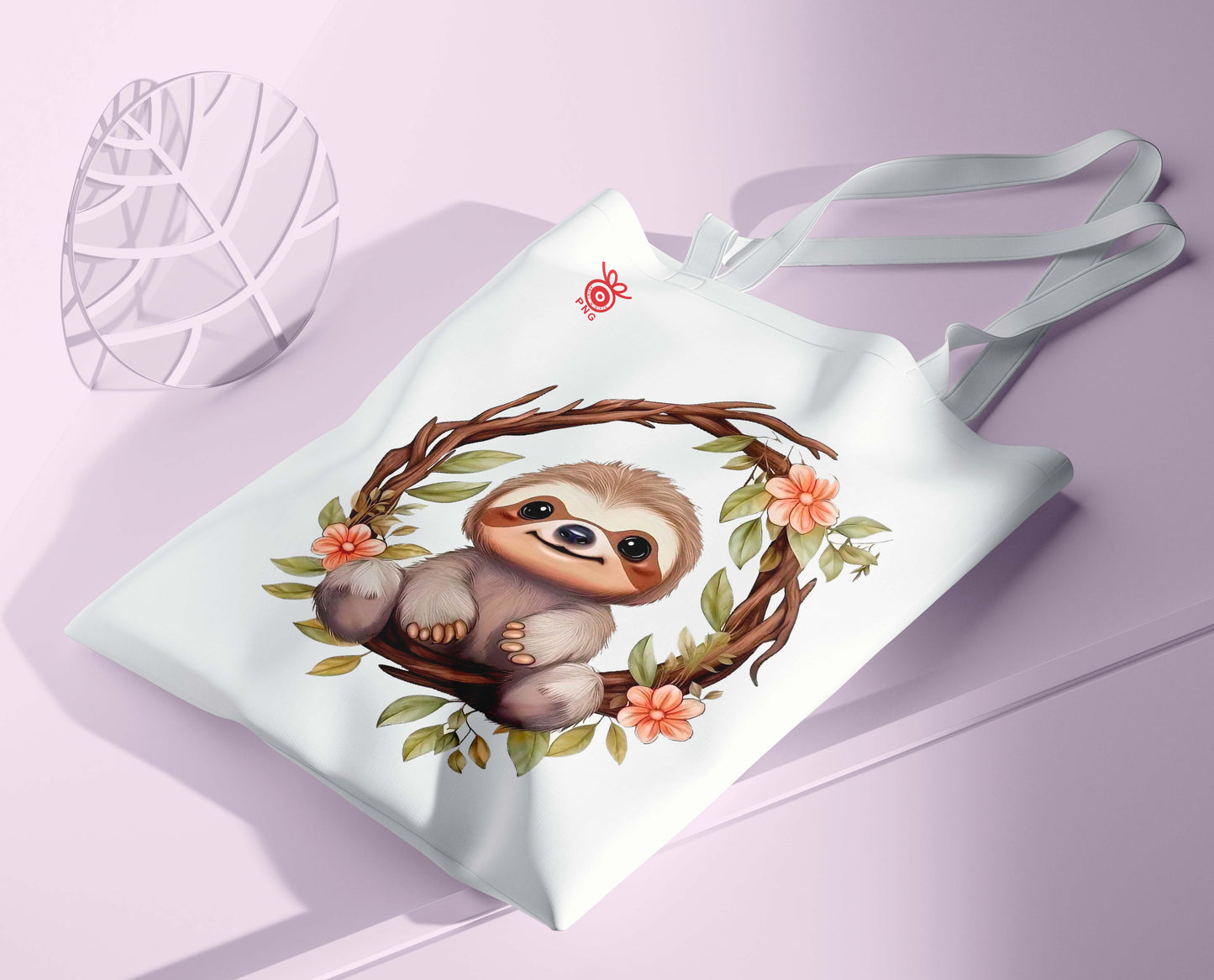 Cute Sloth Design Tote Bag (14 X 16 Inches) For Shopping, College, Travel