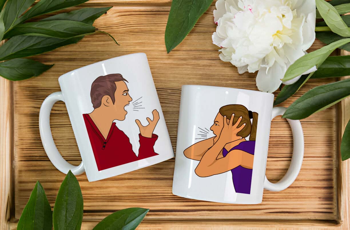 Special Cute Couple Printed Glossy Finished,1 Piece,330ml Ceramic Coffee Mug (330 ml)