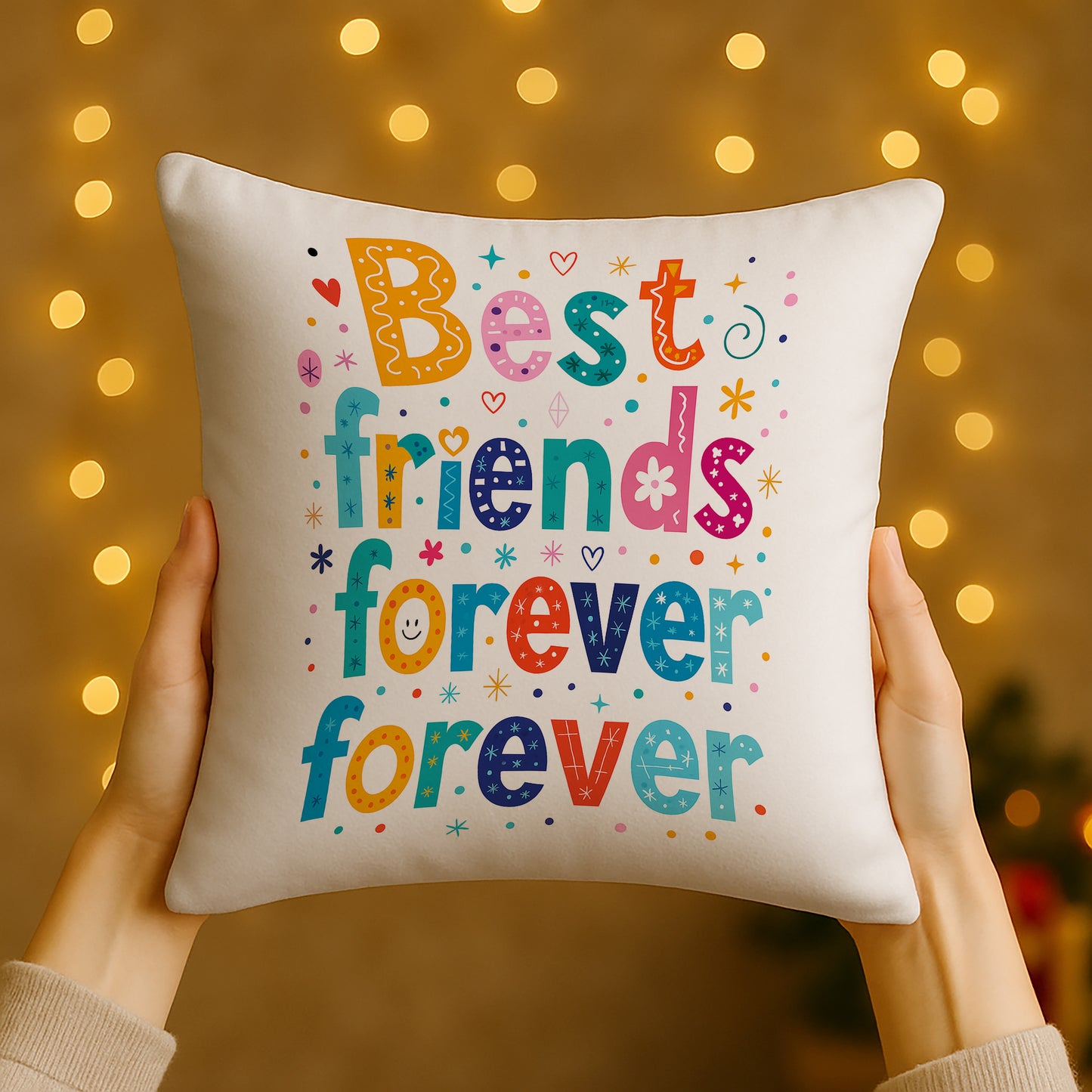 Best Friend Forever Design Cushion (12x12 inches) Pack of 1