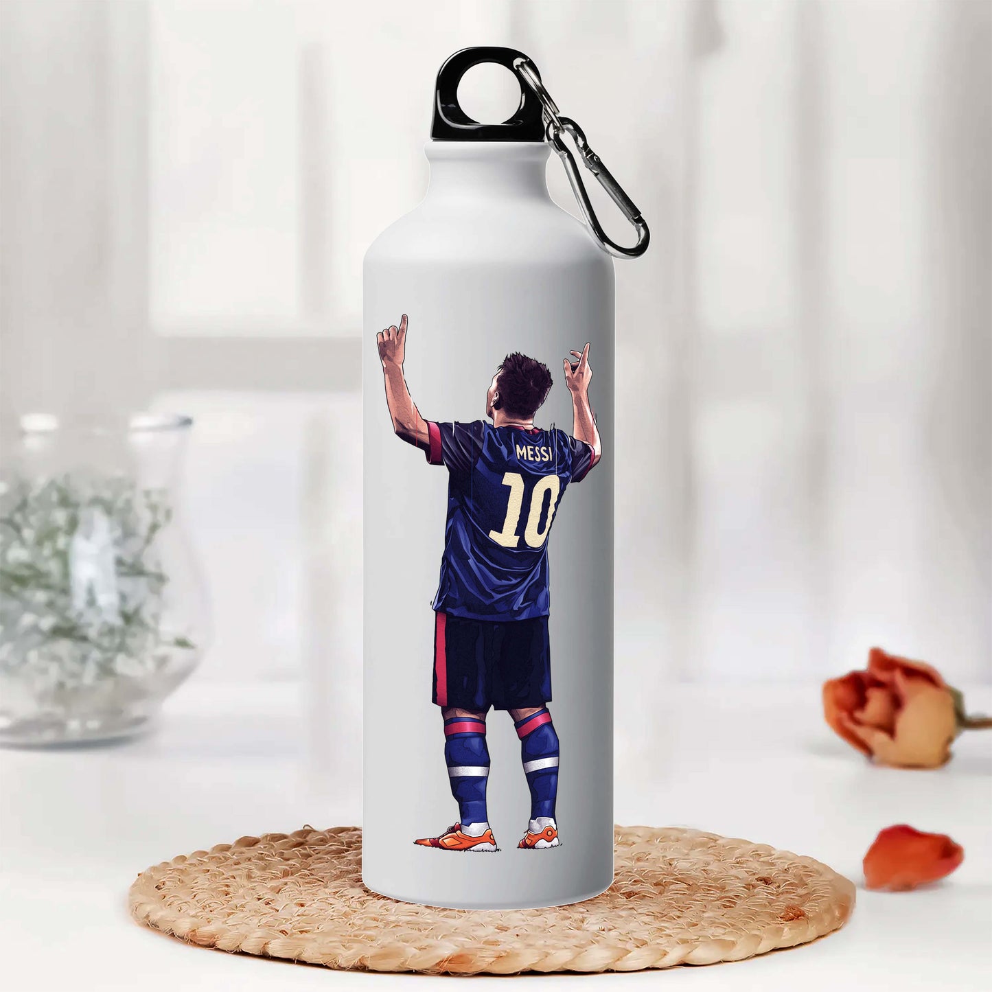 Messi Printed Aluminum Sipper Water Bottle 750 ml For Gym, Yoga, Kids, Boys, Girls, Brother, Sister, Babies, Baby, Workout, Adults