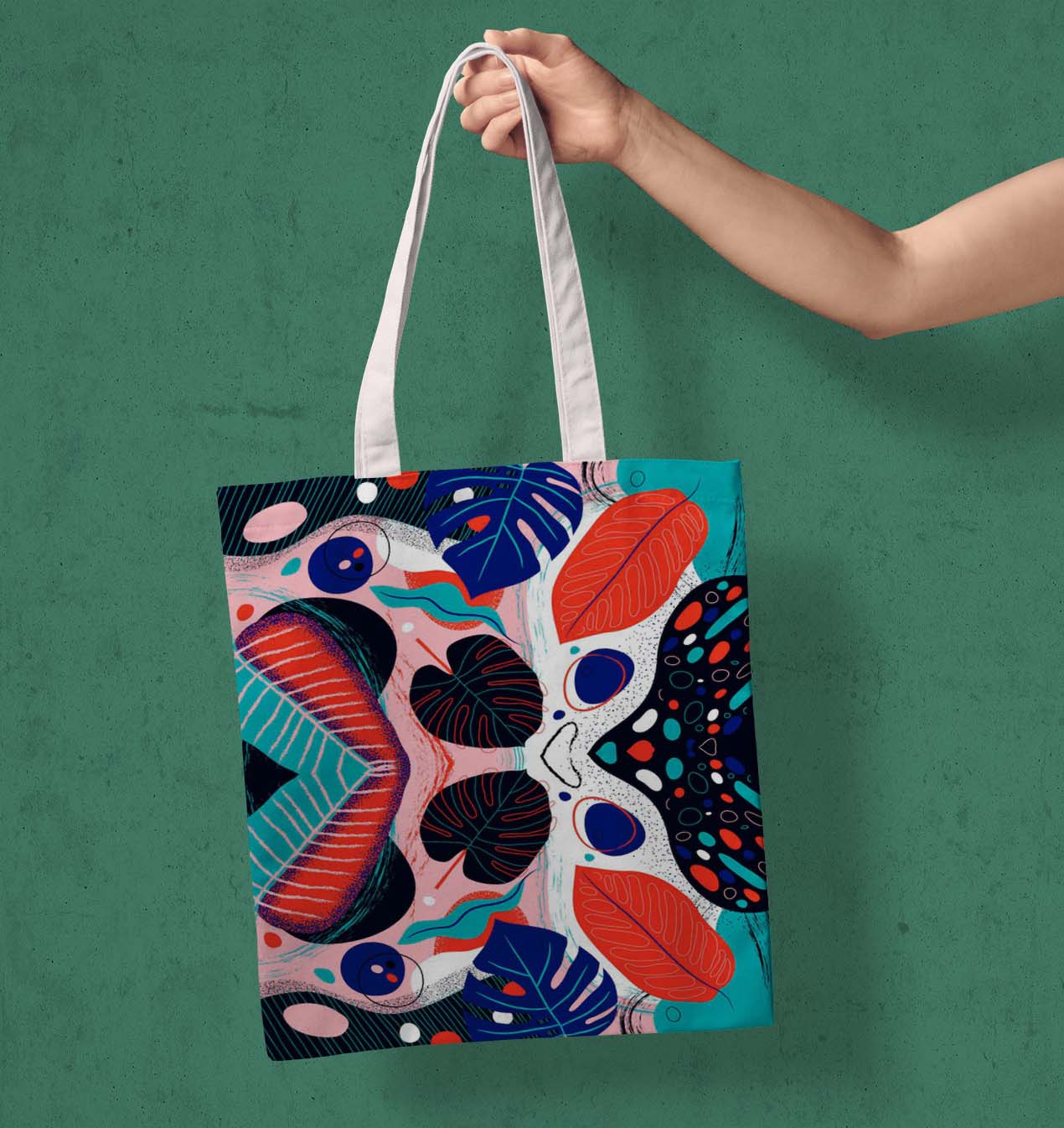 Flower Pattern White Printed Tote Bag (14 X 16 Inches) For Shopping, College, Travel
