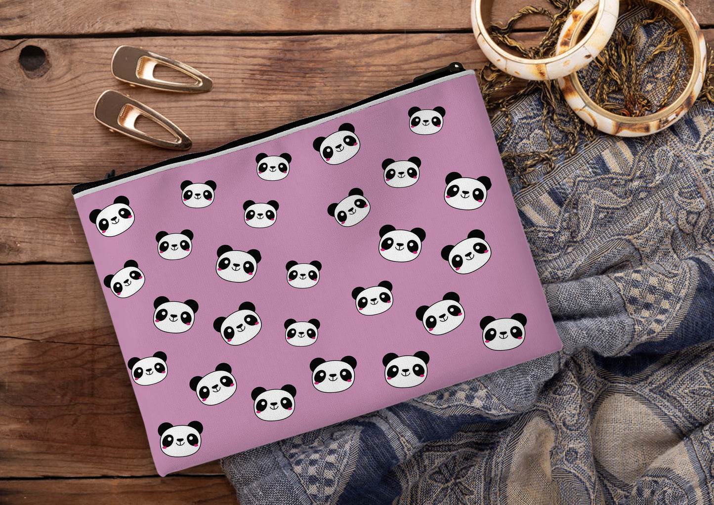 Cute Panda Printed Design Tote Bag with Pouch Bag (14 X 16 Inches) For Shopping, College, Travel