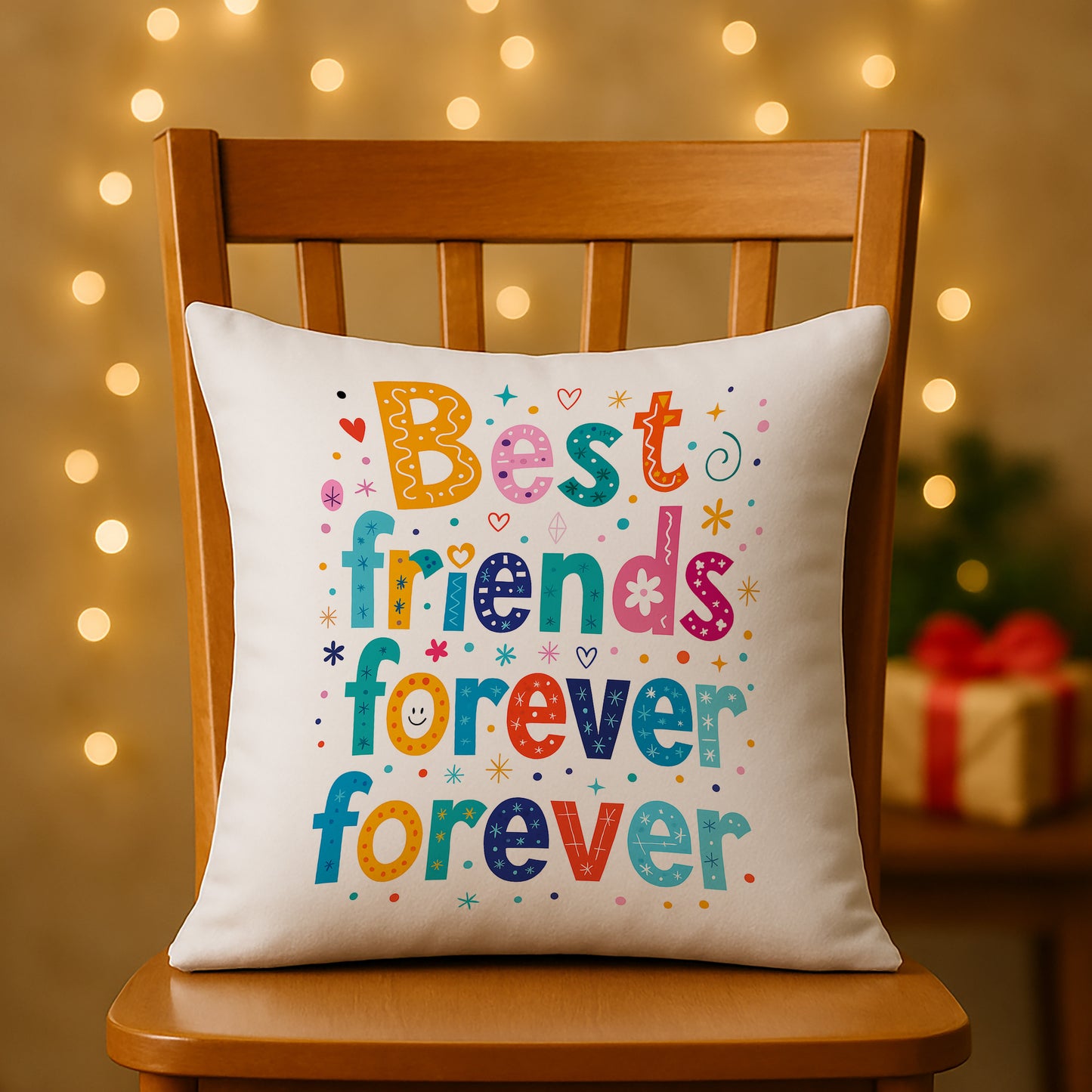 Best Friend Forever Design Cushion (12x12 inches) Pack of 1