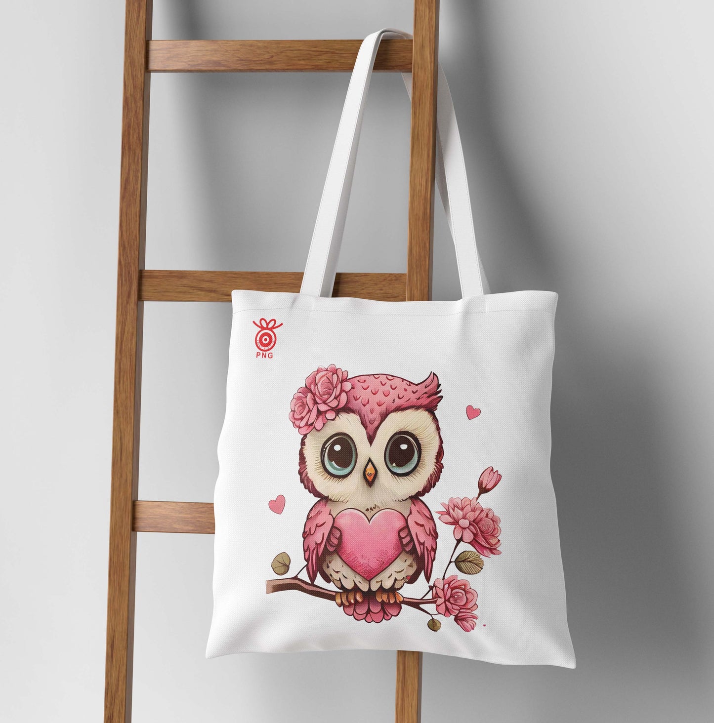 Pink owl bird Design Tote Bag (14 X 16 Inches) For Shopping, College, Travel