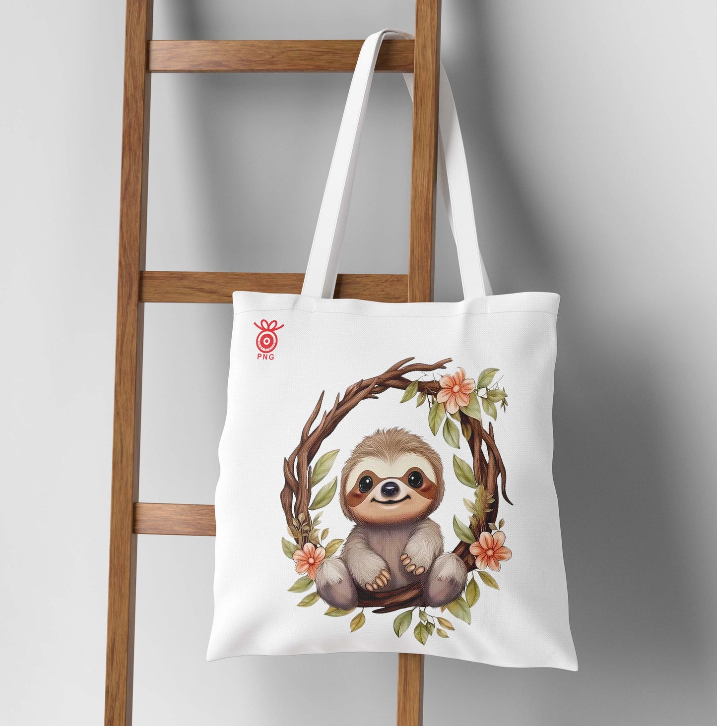Cute Sloth Design Tote Bag (14 X 16 Inches) For Shopping, College, Travel