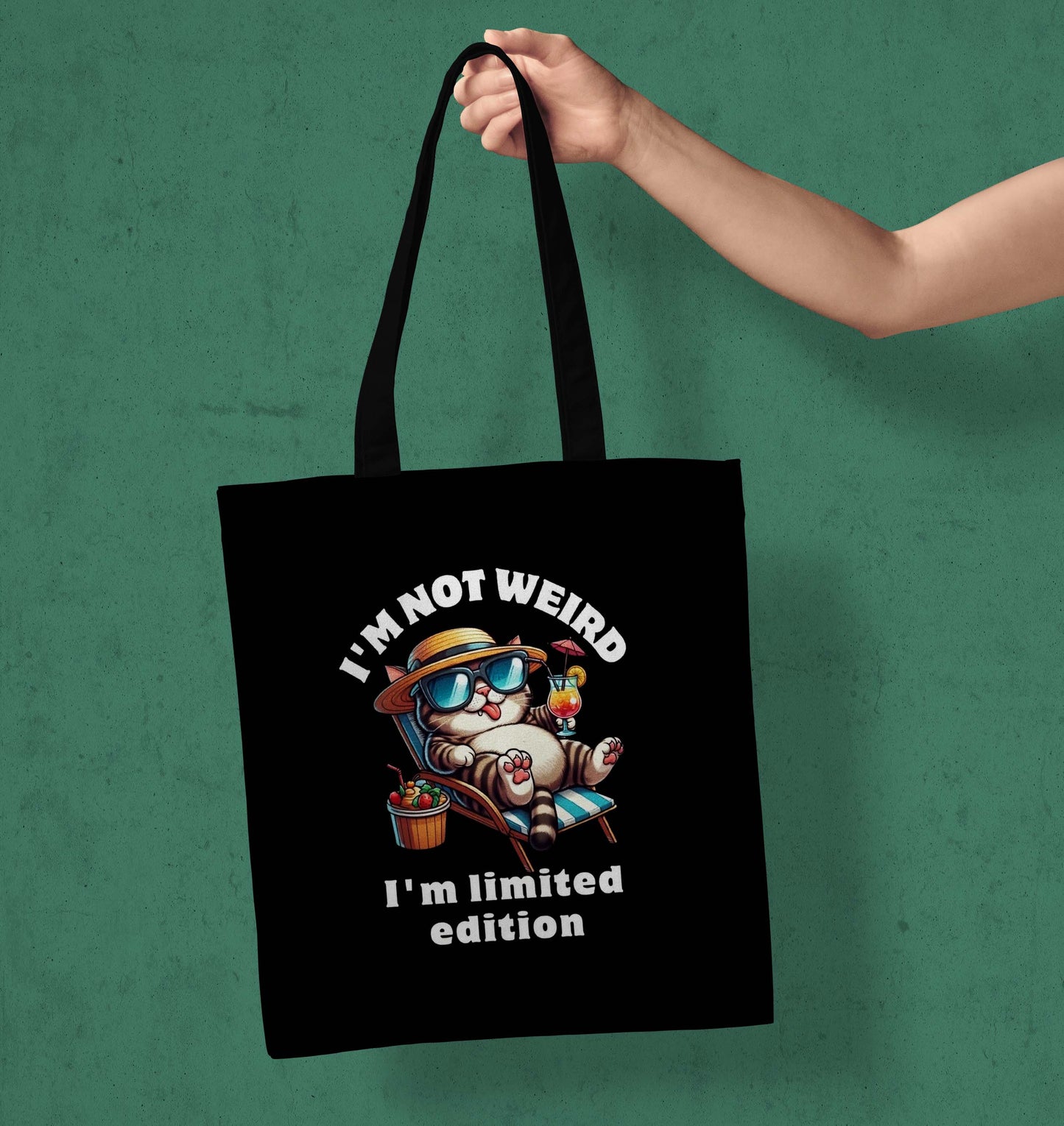 I'M Not Weird Printed Black Tote Bag (14 X 16 Inches) For Shopping, College, Travel