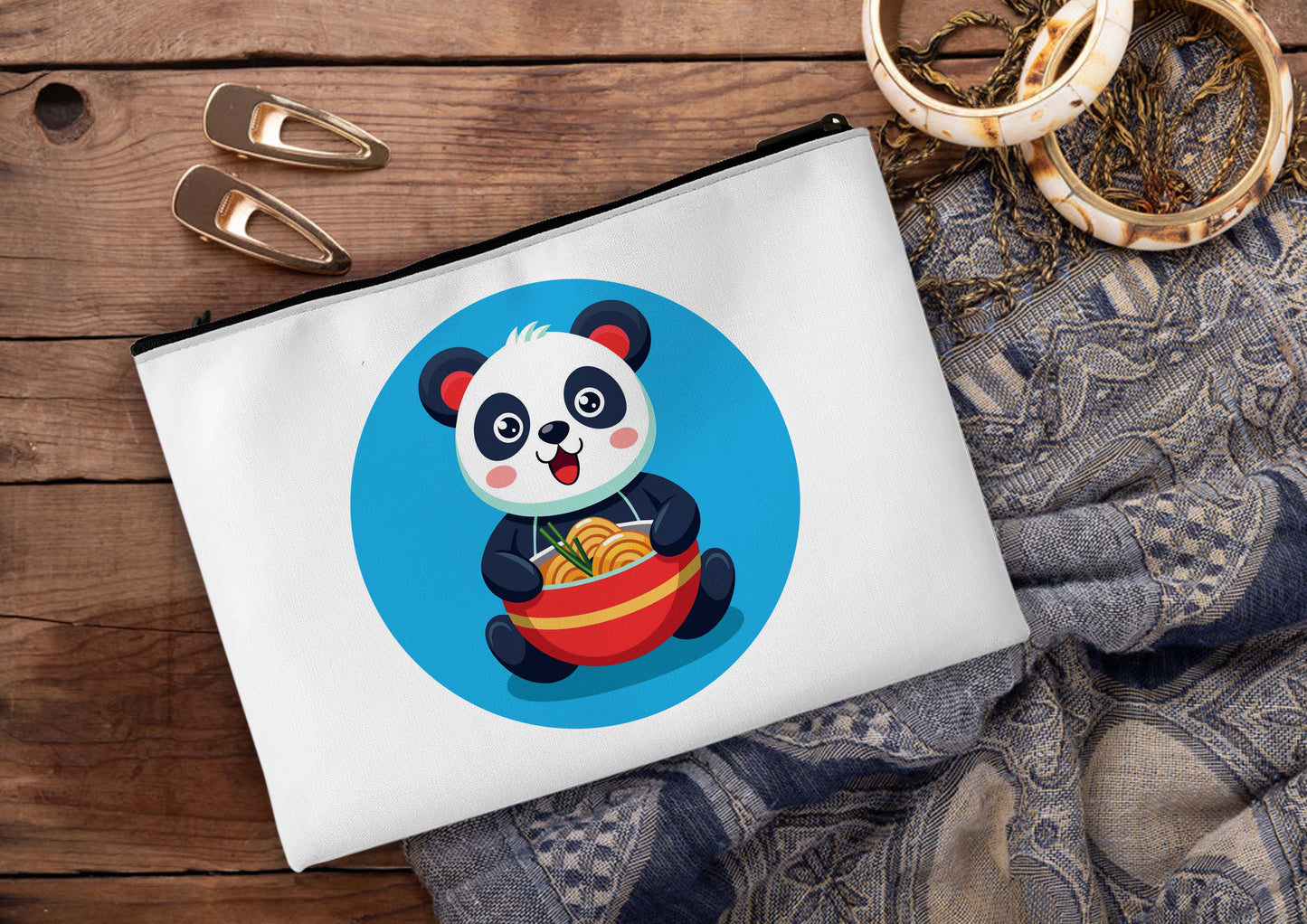 Eating panda Printed Design Tote Bag with Pouch Bag (14 X 16 Inches) For Shopping, College, Travel
