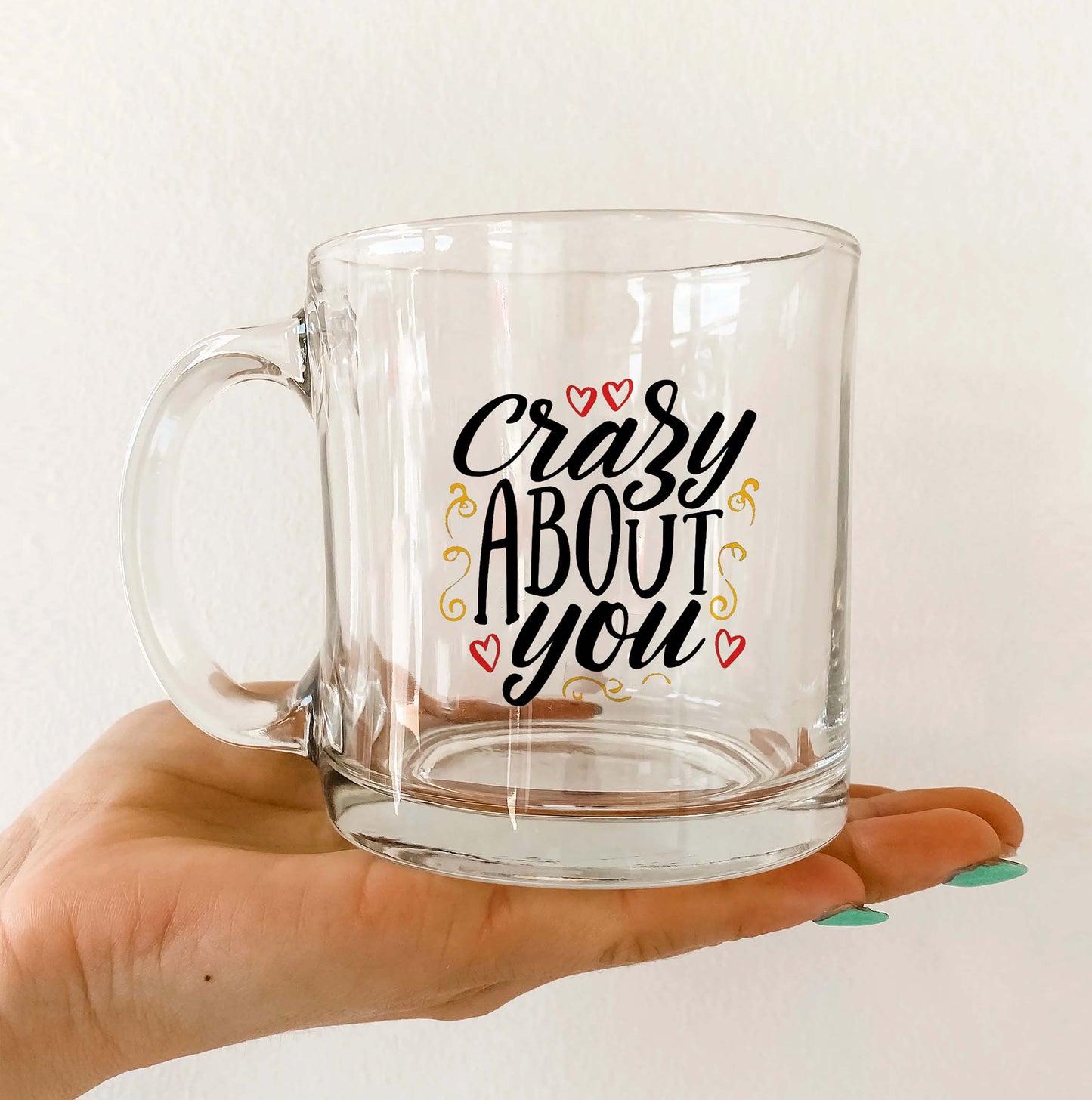 crazy about u Printed Glass Mug