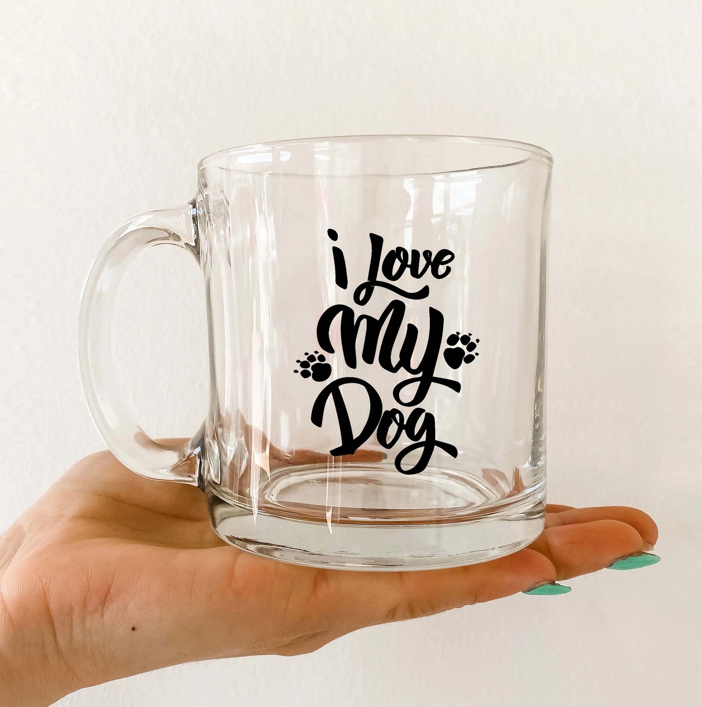 i love my dog Printed Glass Mug