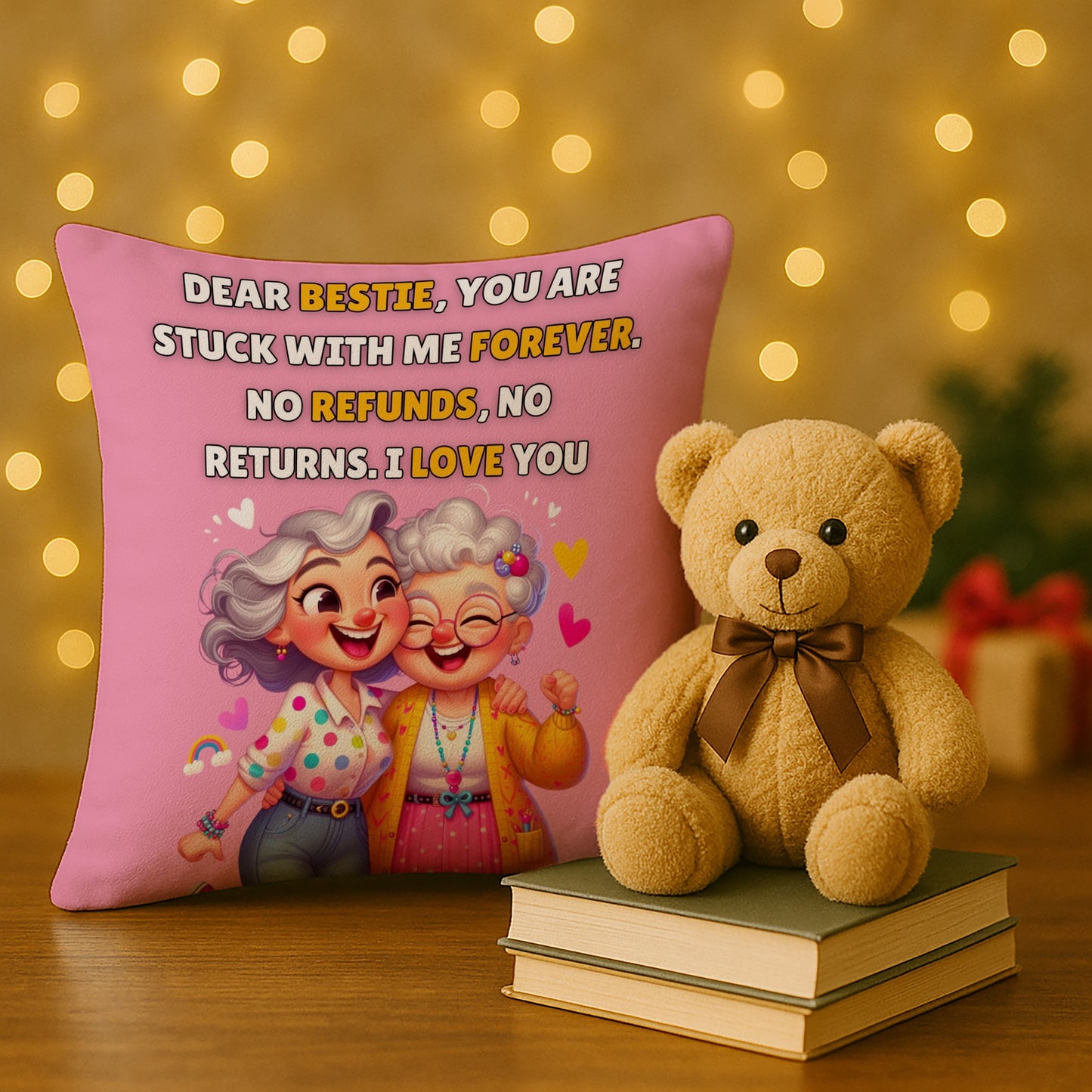 Dear Bestie Design Cushion (12x12 inches) Pack of 1