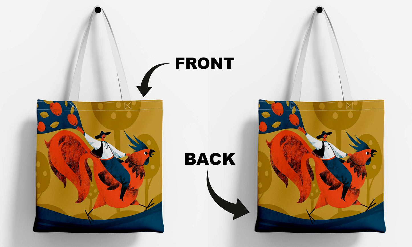 Abstract Design Printed White Tote Bag (14 X 16 Inches) For Shopping, College, Travel