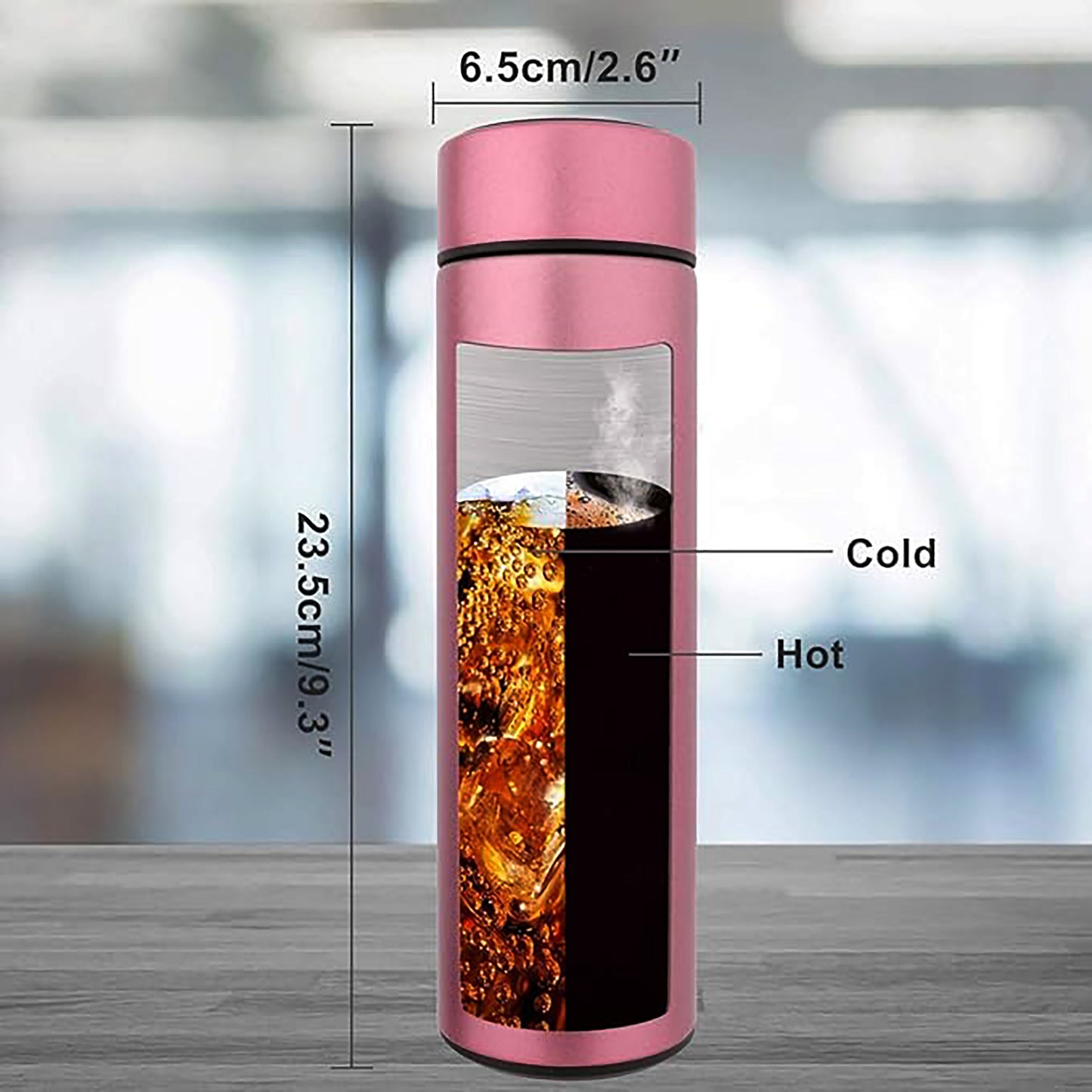Customized pink Temperature Bottle 500ml with Smart led